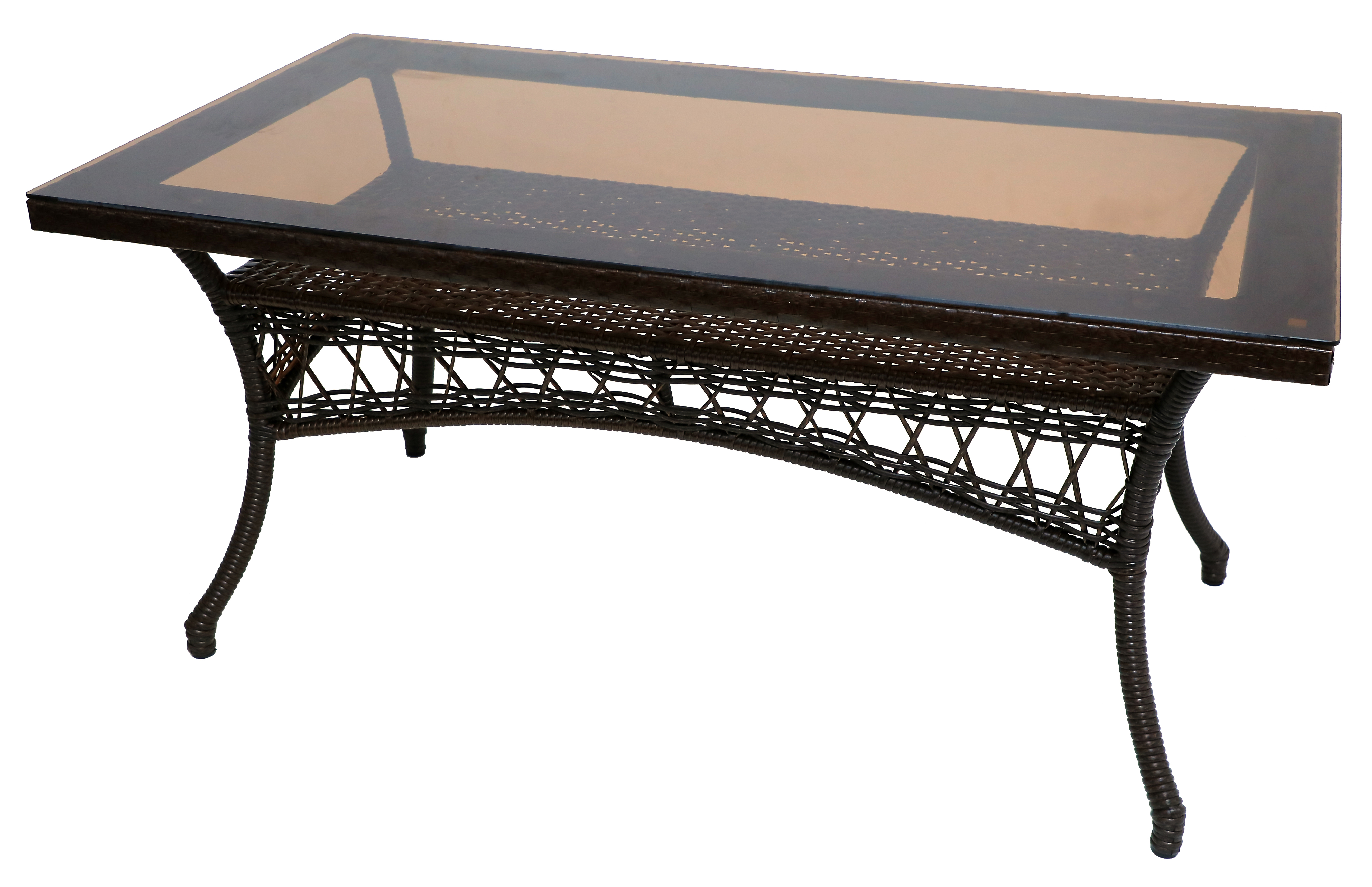 Изображение товара Стол садовый DECO 180 из искусственного ротанга с закалённым стеклом DARK BROWN