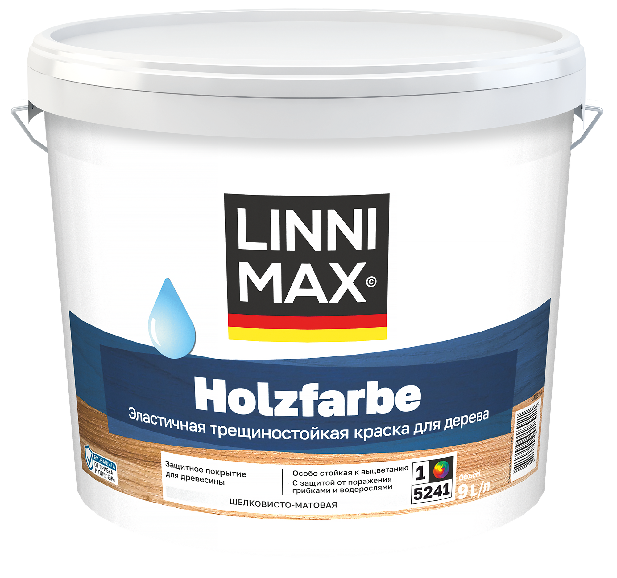 Изображение товара Воднодисперсионная краска для дерева LINNIMAX Holzfarbe 9 л Атмосферостойкая
