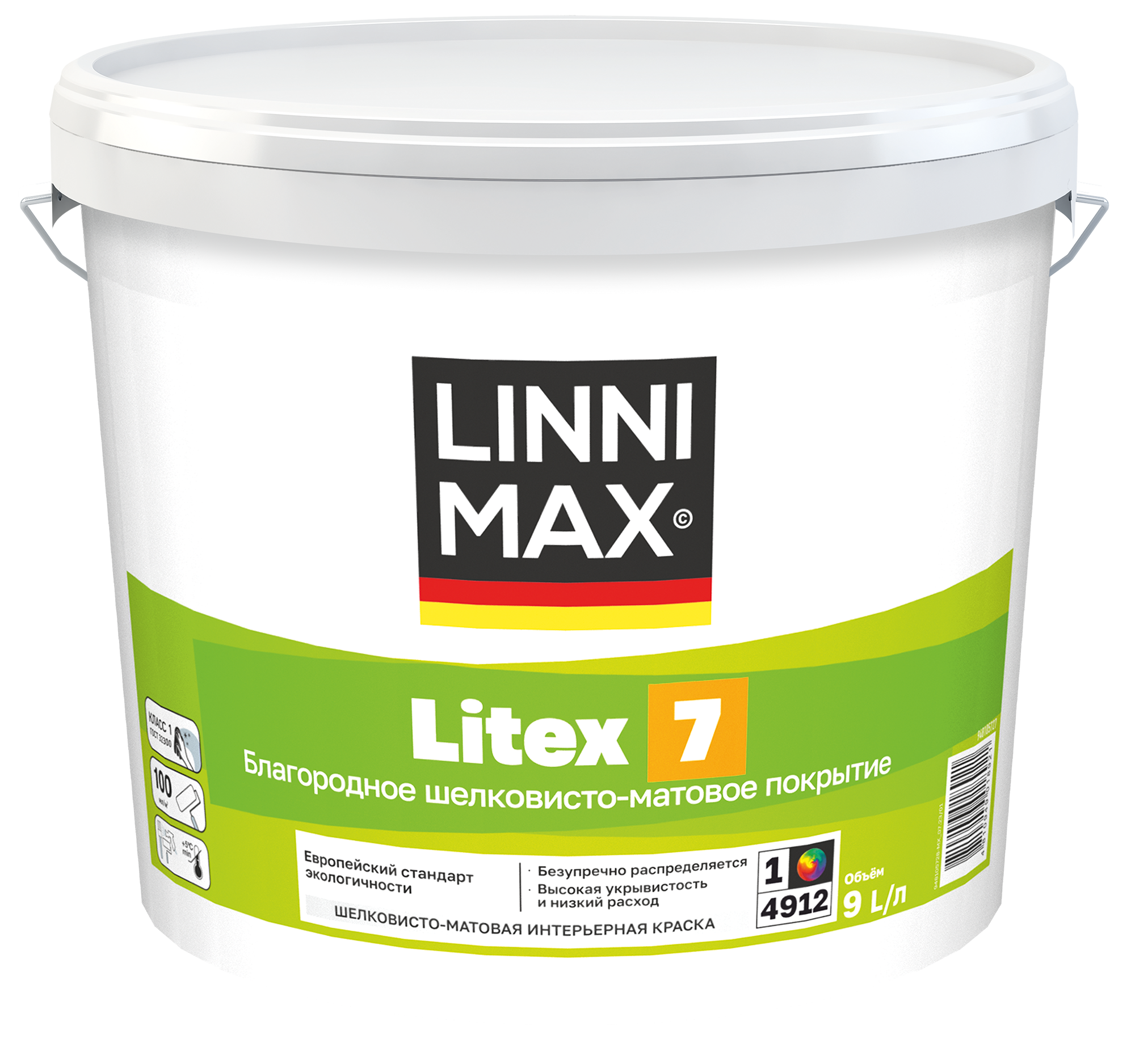 Изображение товара Краска водно-дисперсионная LINNIMAX Litex 7 9 л для интерьера белая