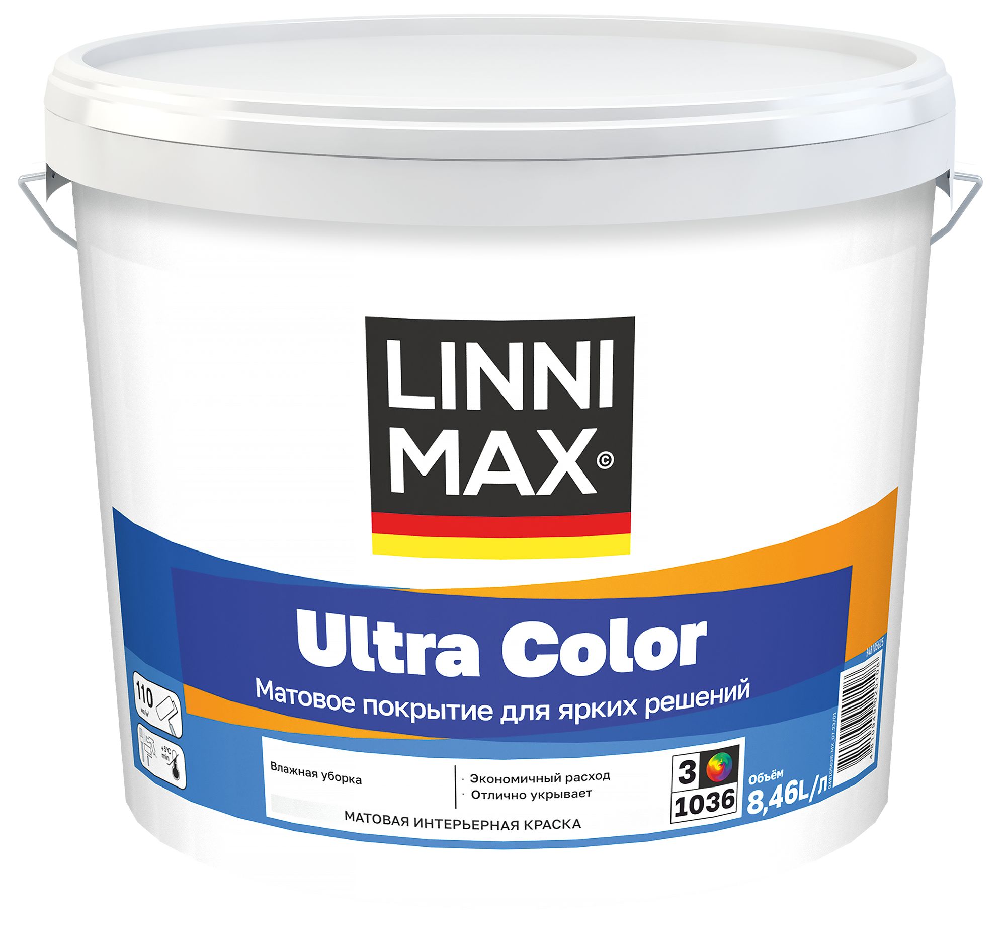 Изображение товара Водно-дисперсионная краска LINNIMAX Ultra Color База 3 8,46 л для интерьеров
