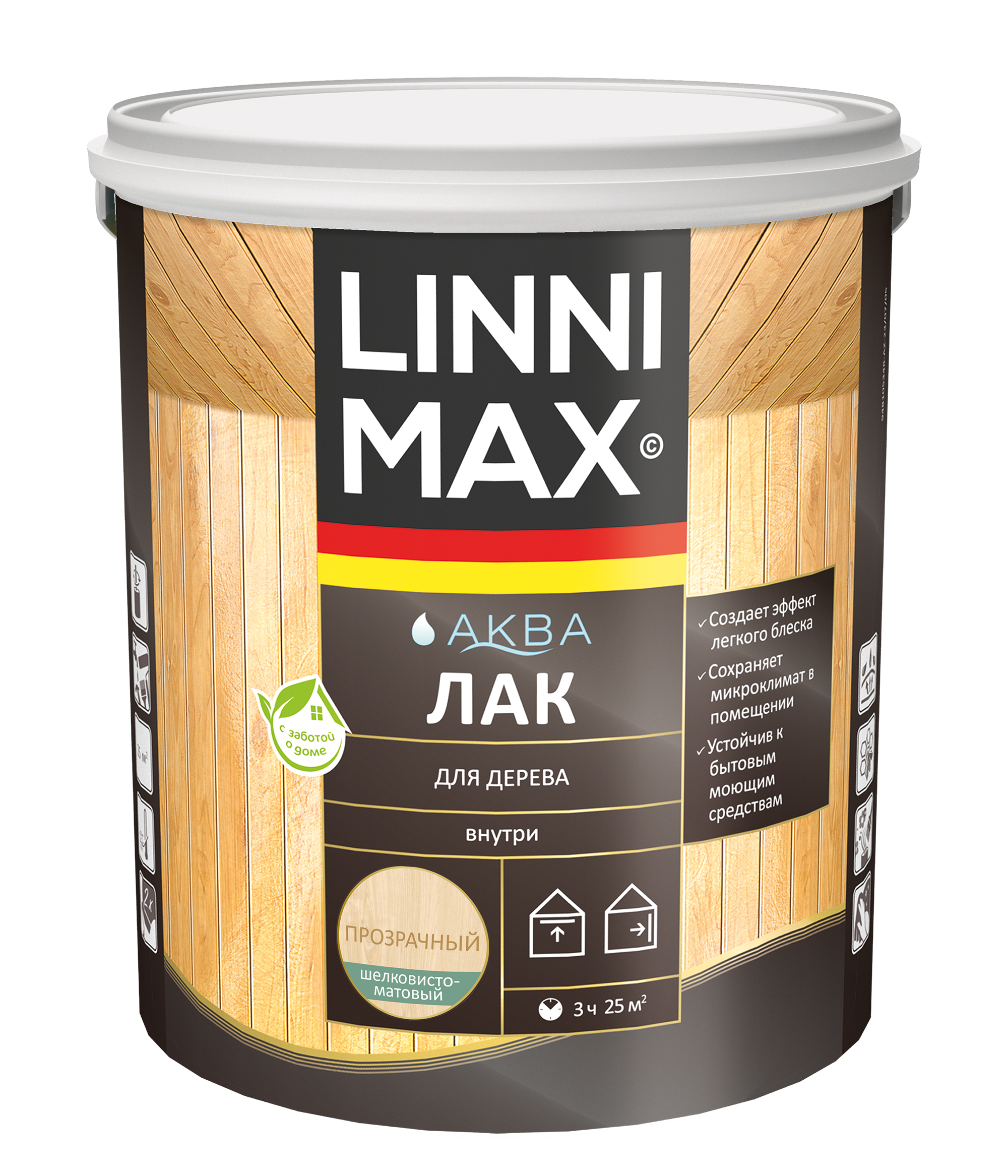 Изображение товара Лак водно-дисперсионный LINNIMAX Аква Лак для дерева матовый 2,5 л