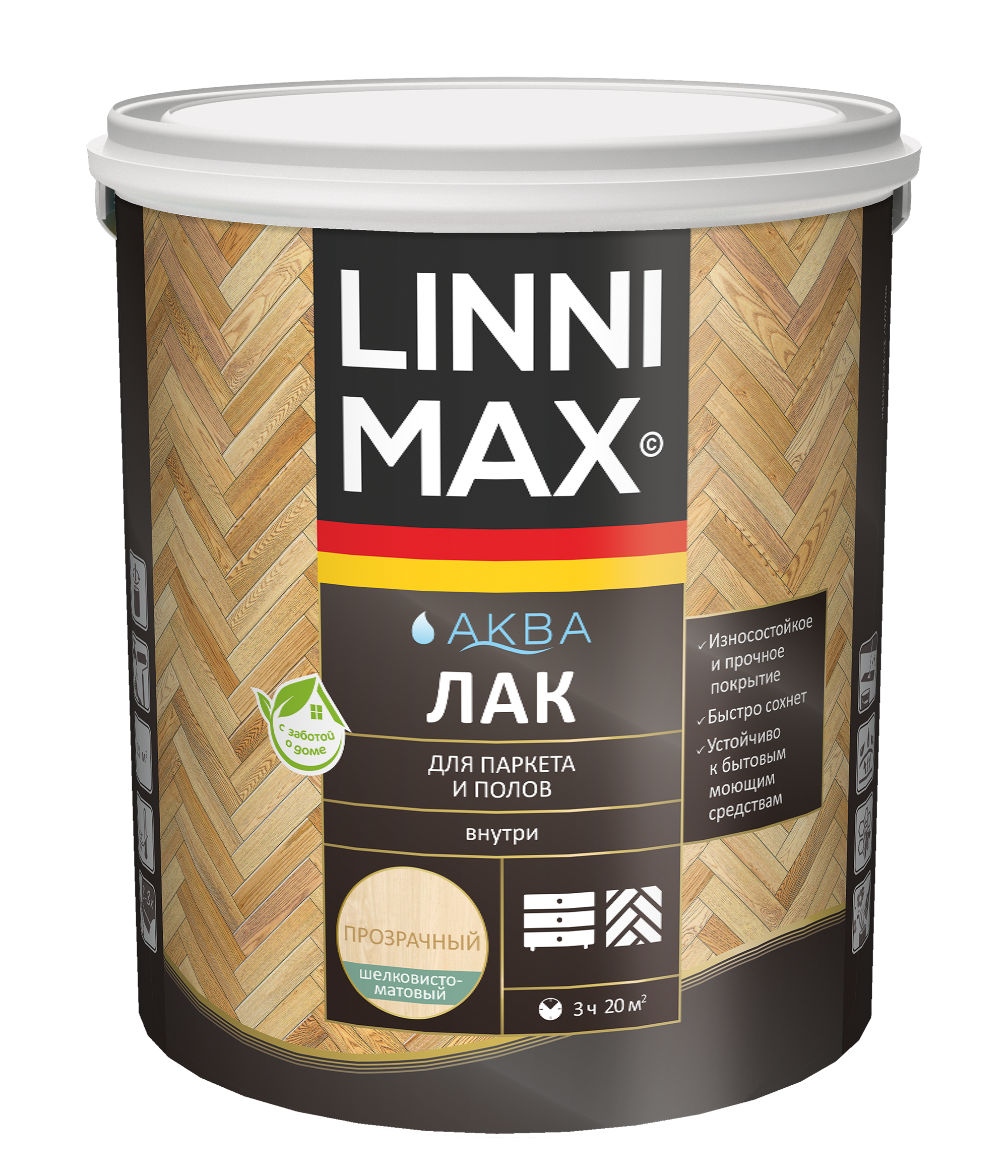 Изображение товара Лак водно-дисперсионный LINNIMAX Аква для паркета и полов 2,5 л