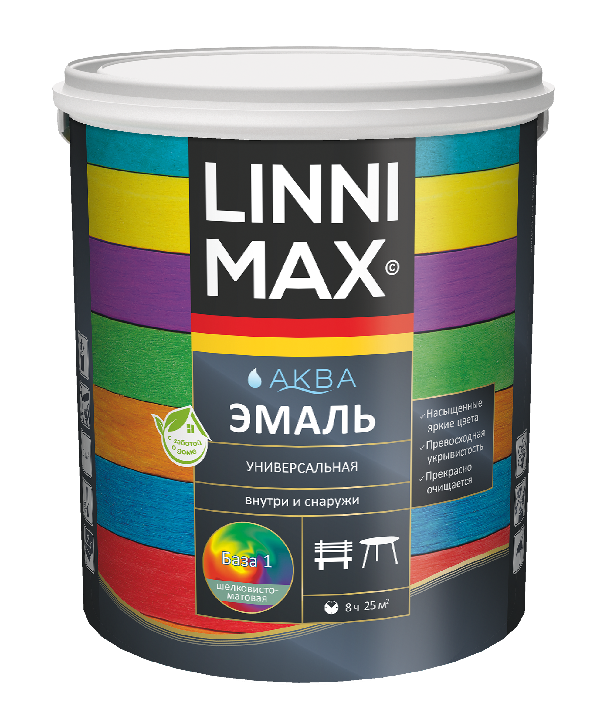 Изображение товара Водно-дисперсионная эмаль LINNIMAX шелковисто-матовая 2,5 л для мебели