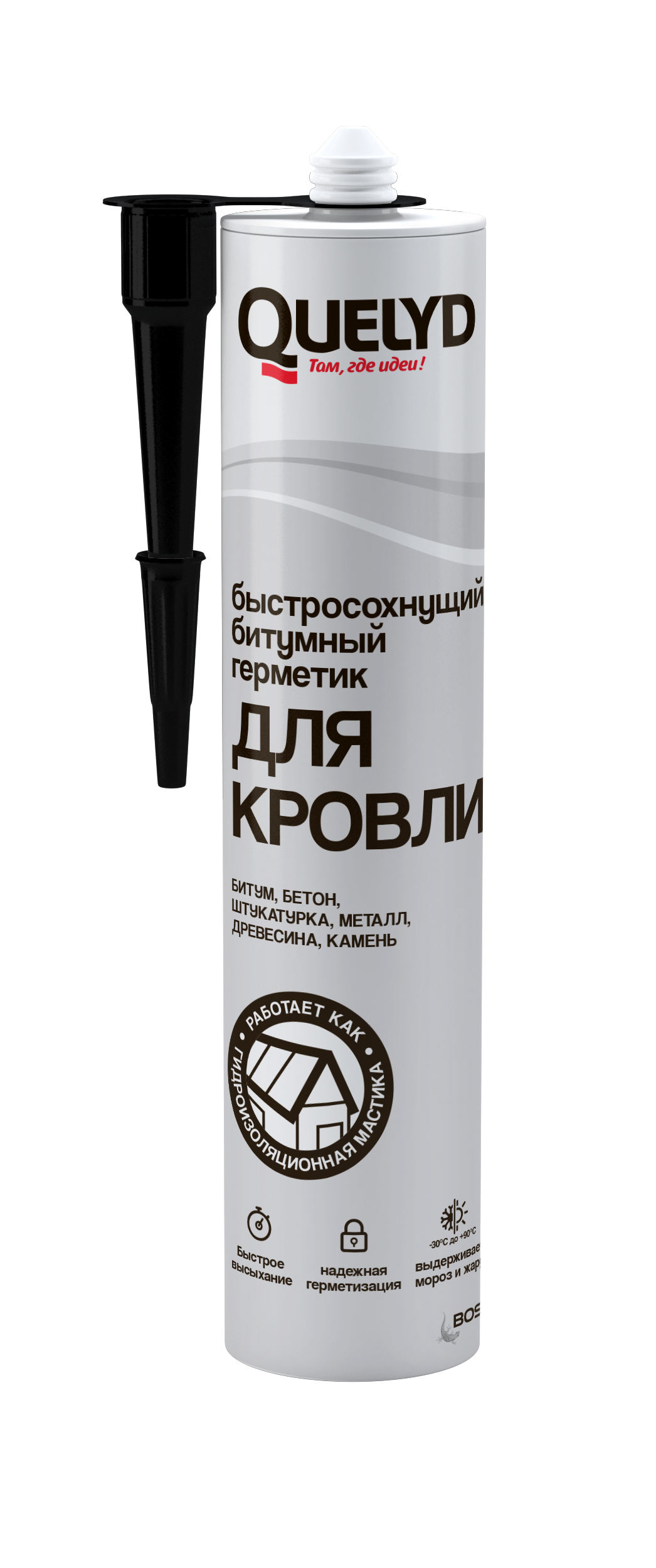 Изображение товара QUELYD Герметик для кровли 280 мл черный - надежное кровельное уплотнение