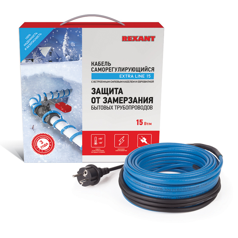 Изображение товара Греющий кабель саморегулирующийся 15MSR-PB, 15м, REXANT