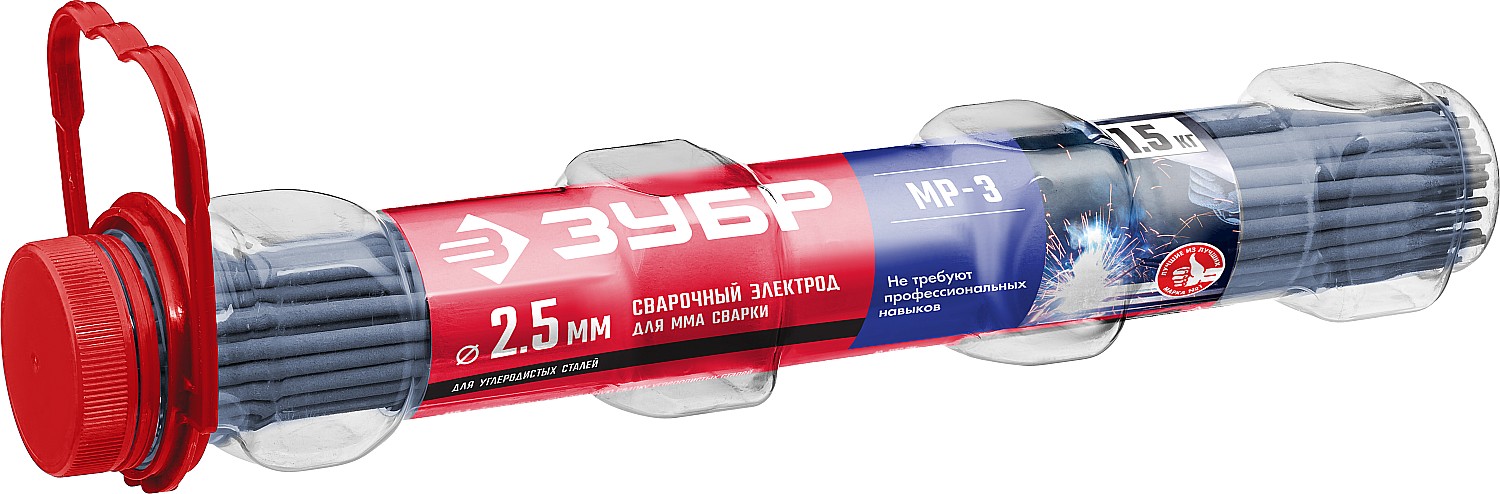 Изображение товара Электрод сварочный ЗУБР 2.5 мм х 350 мм, рутиловое покрытие, 1.5 кг