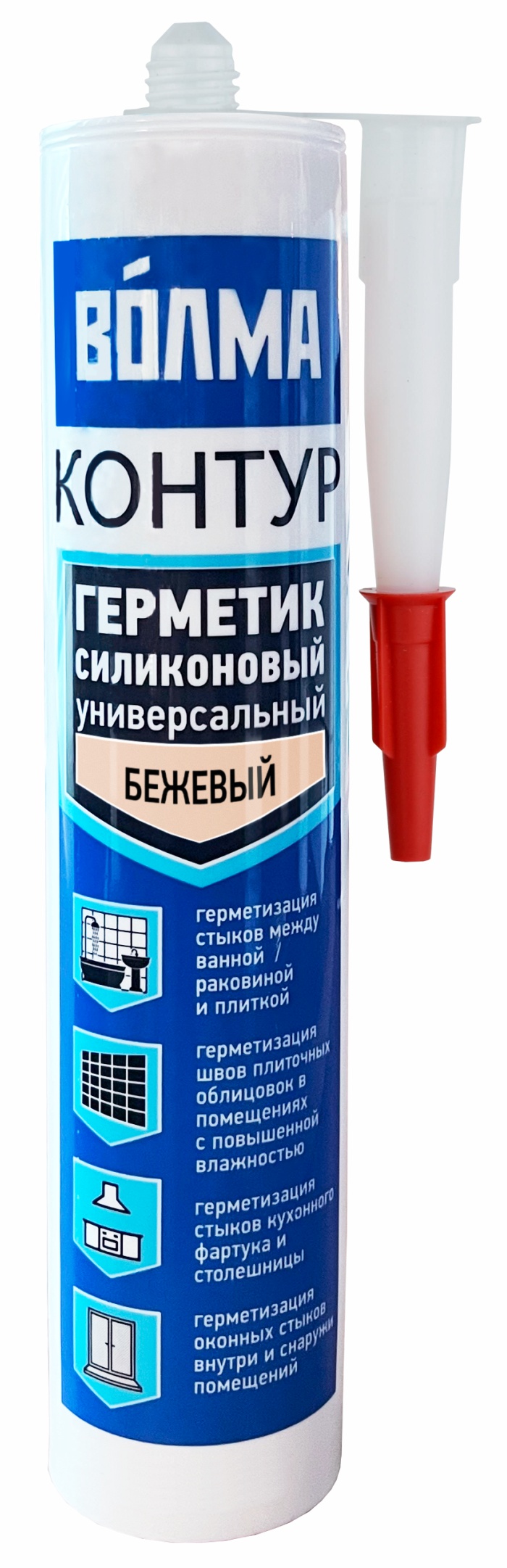 Изображение товара Герметик силиконовый универсальный Волма бежевый 290 мл для герметизации