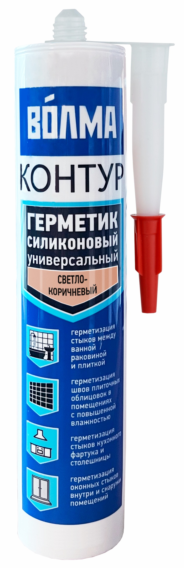 Изображение товара Герметик силиконовый универсальный Волма светло-коричневый 290 мл для швов и герметизации