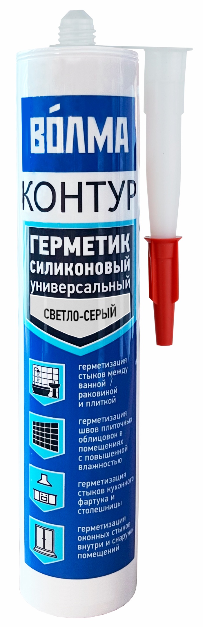 Изображение товара Герметик силиконовый универсальный Волма светло-серый 290 мл