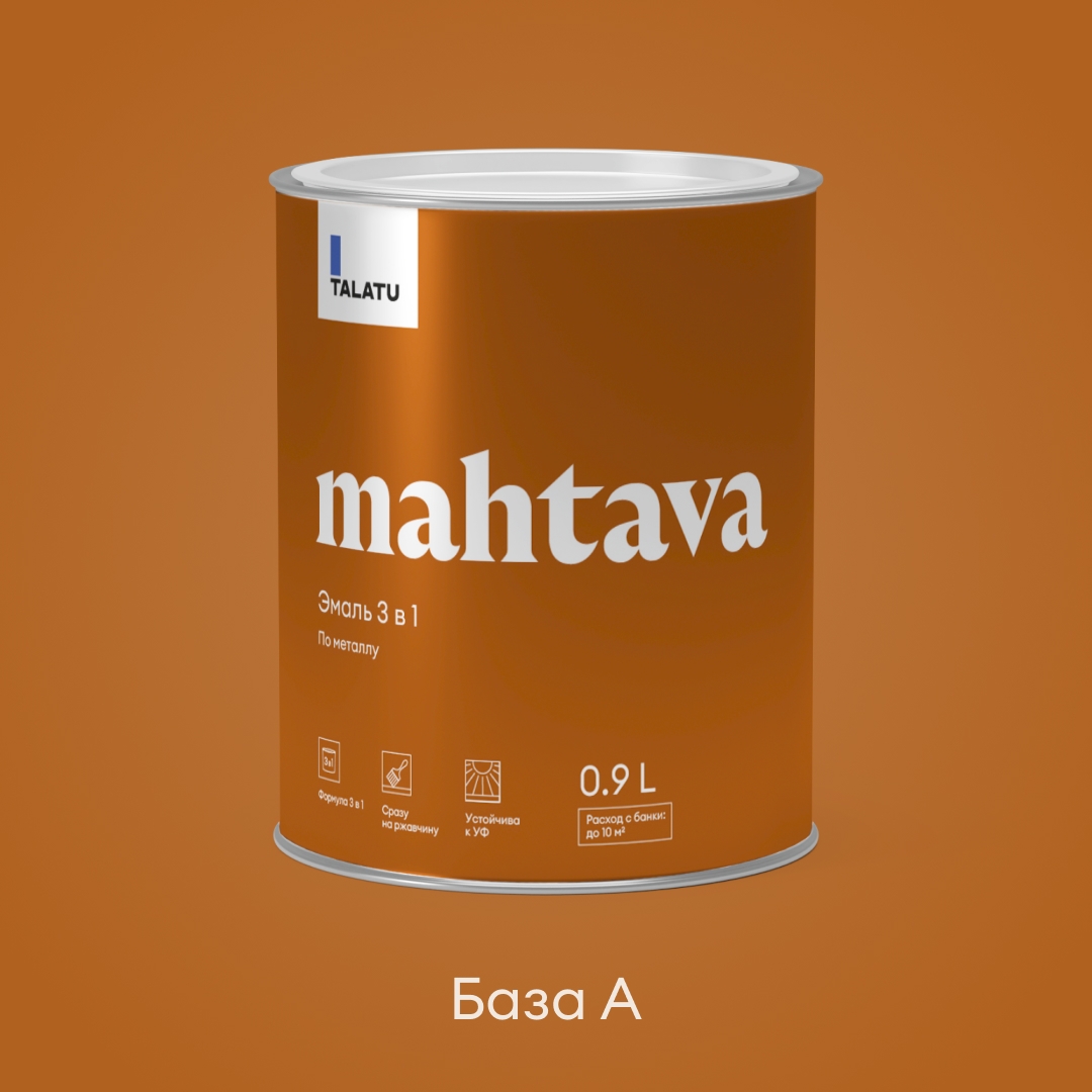 Изображение товара Грунт-эмаль 3 в 1 противокоррозионная глянцевая TALATU MAHTAVA БАЗА А 0,9 л