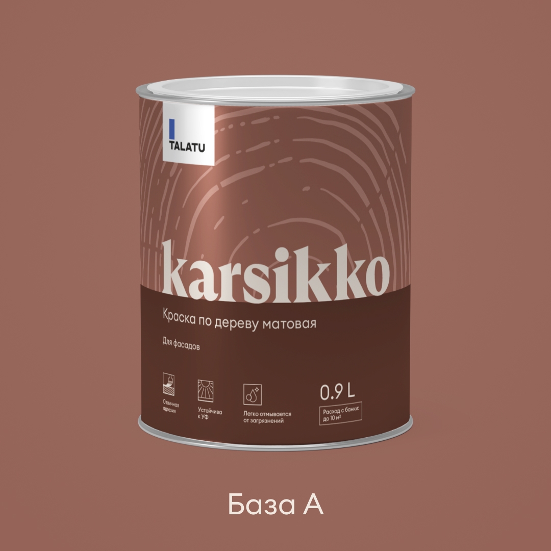 Изображение товара Краска по дереву матовая TALATU KARSIKKO БАЗА A 0,9 л для наружных и внутренних работ