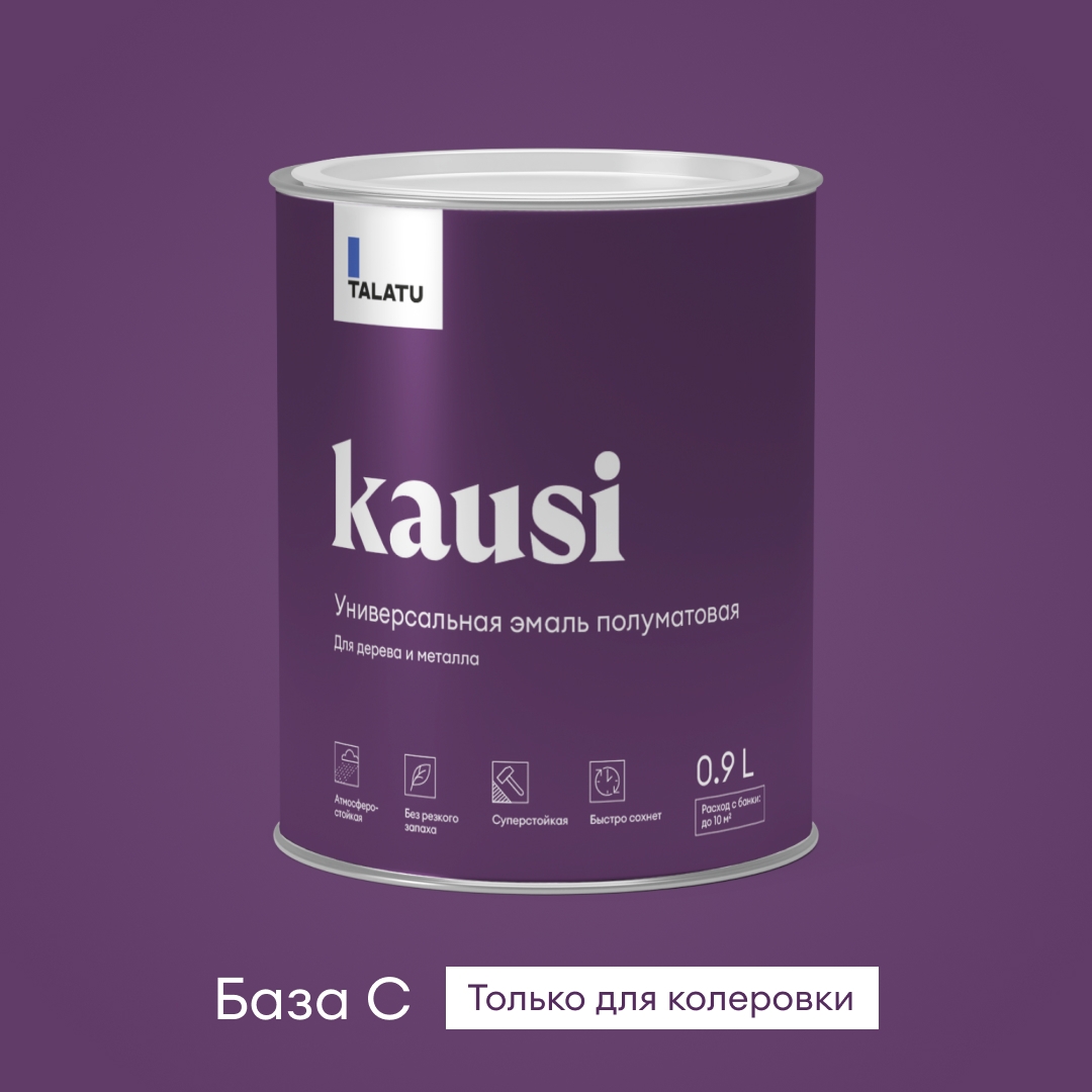 Изображение товара Эмаль универсальная полуматовая TALATU KAUSI БАЗА 0,9 л для дерева и металла