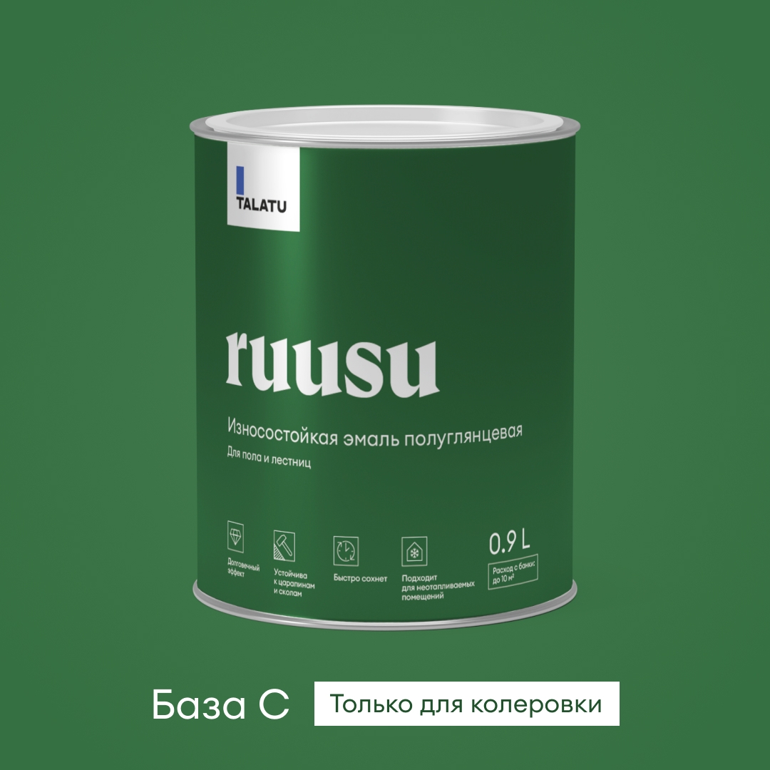 Изображение товара Эмаль для пола и лестниц полуглянцевая TALATU RUUSU 0,9 л для деревянных и бетонных полов