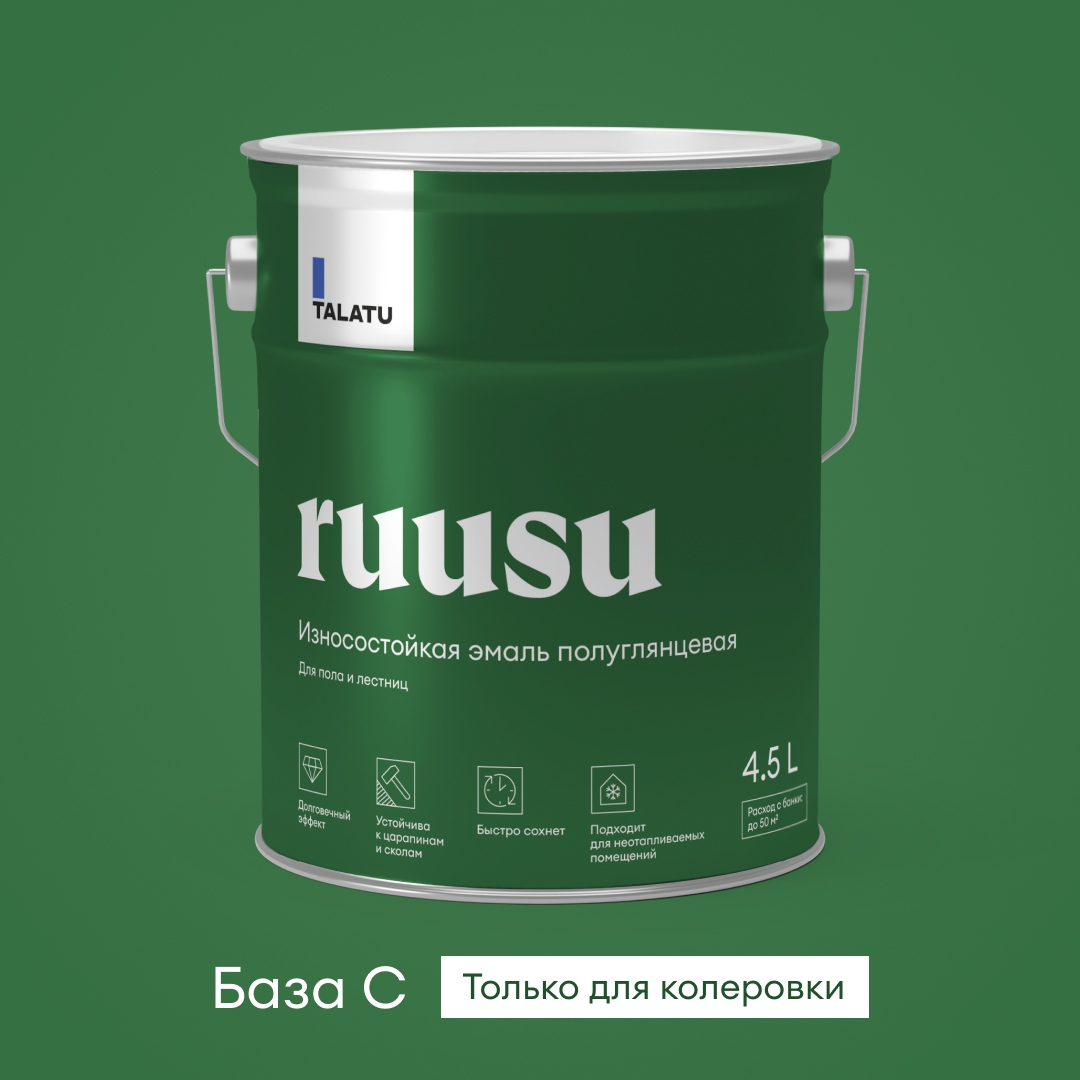 Изображение товара Эмаль для пола и лестниц полуглянцевая TALATU RUUSU 4,5 л для внутренних полов и мебели