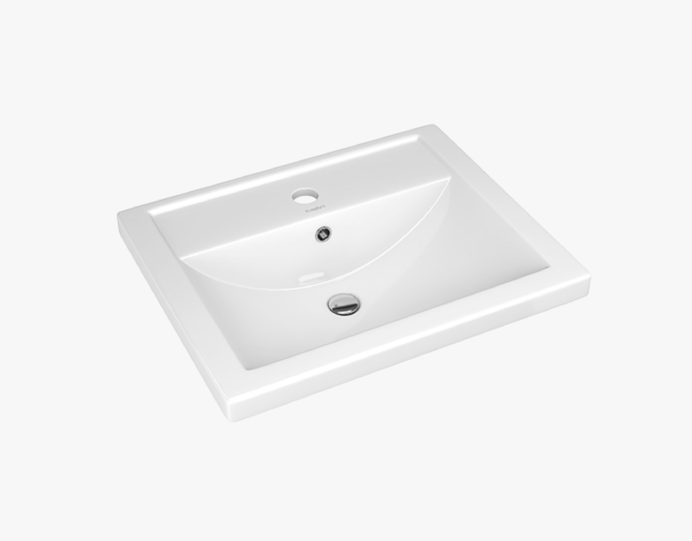 Изображение товара Умывальник Фостер 50 из фаянса с отверстием под перелив и установкой на тумбу