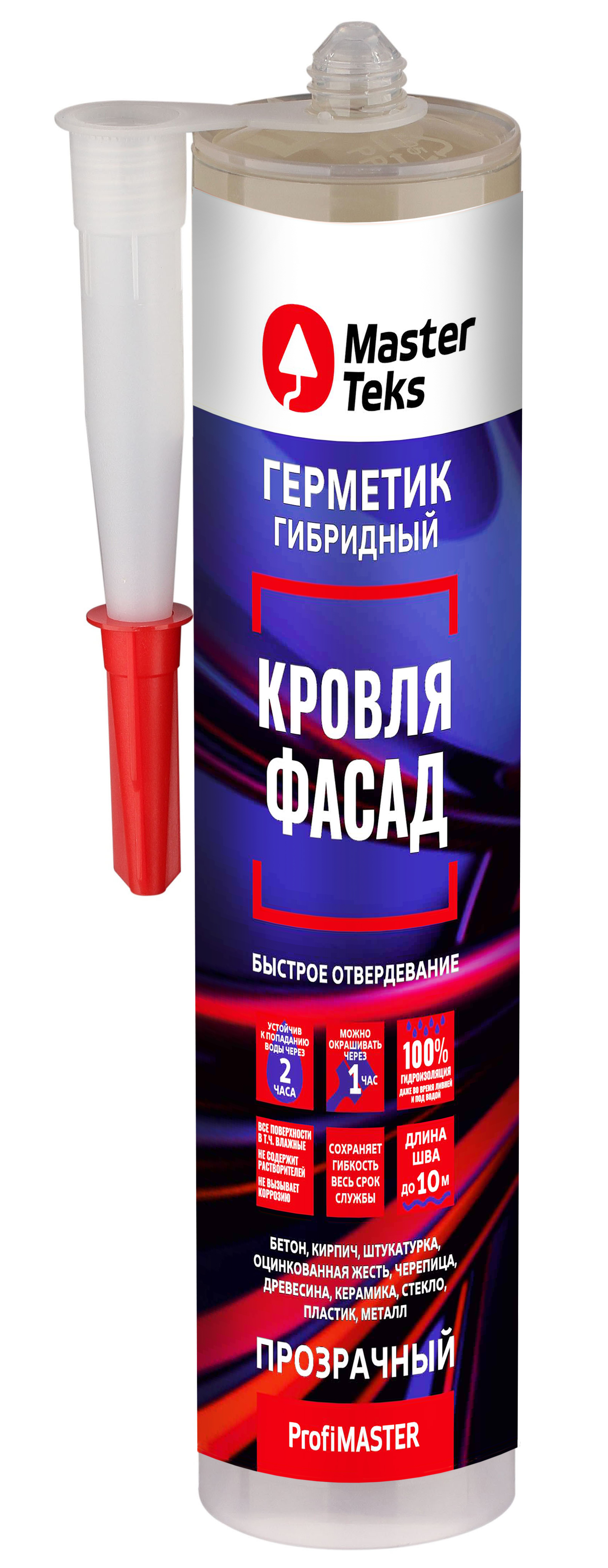 Изображение товара Герметик гибридный для кровли и фасадов MasterTeks PM 290 мл прозрачный