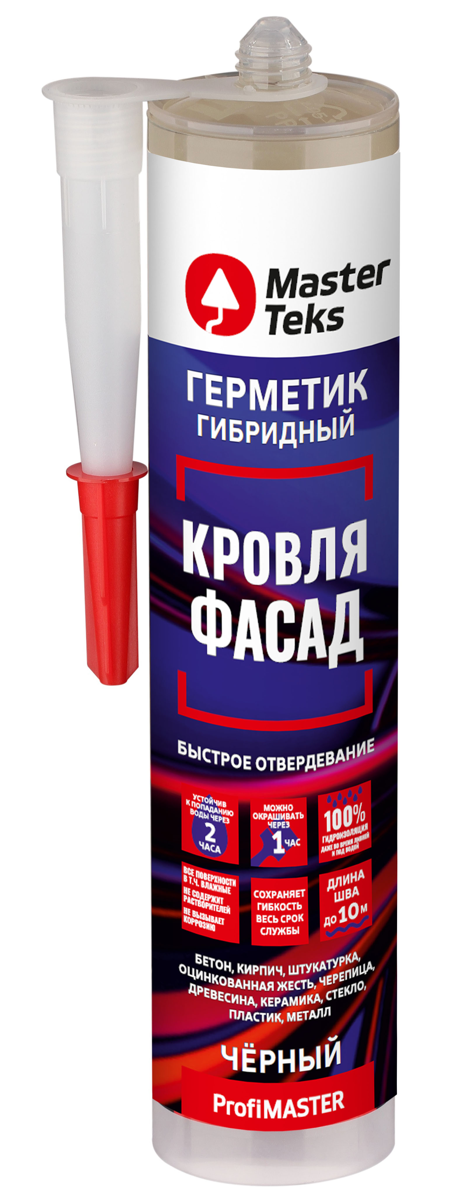 Изображение товара MasterTeks PM герметик гибридный для кровли и фасада 290 мл черный