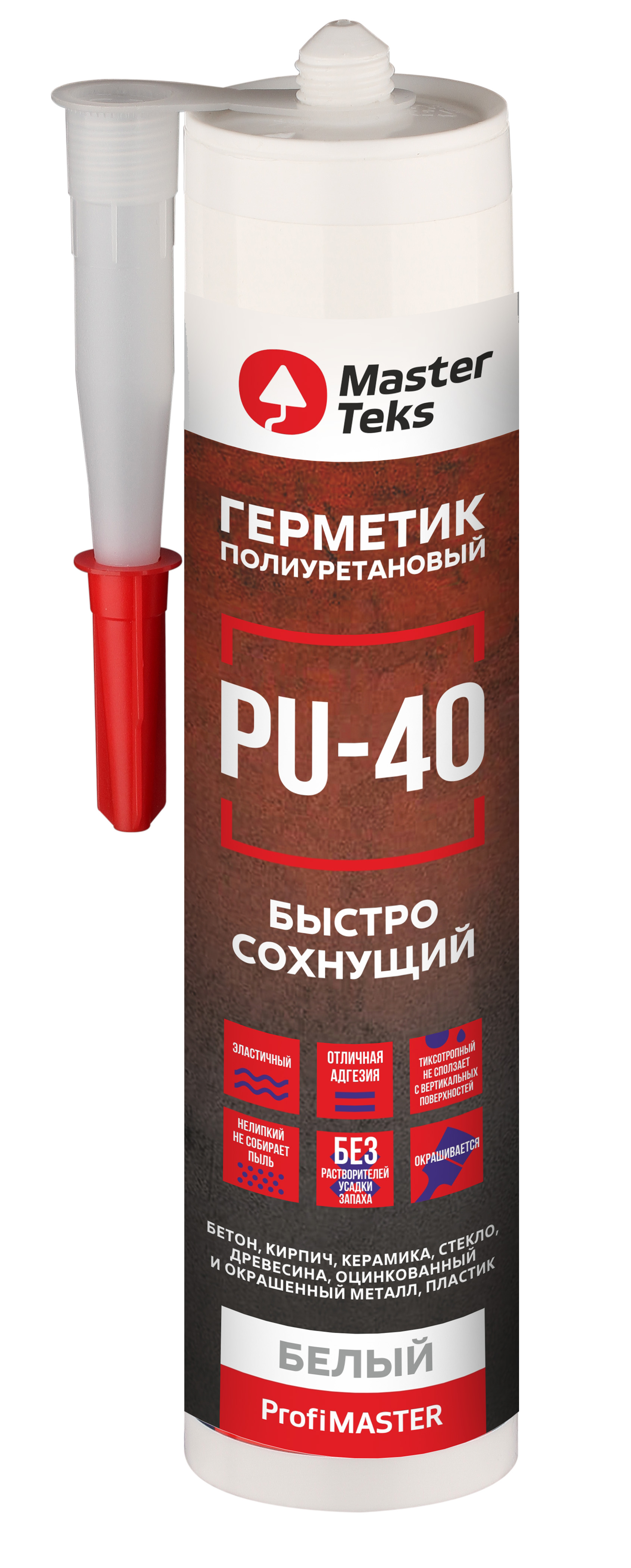 Изображение товара MasterTeks PM герметик полиуретановый быстросохнущий PU-40 280 мл белый