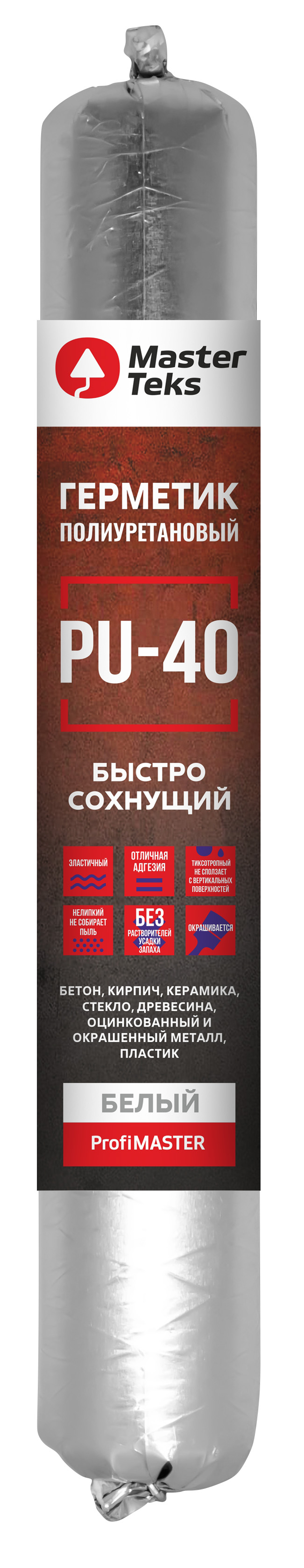 Изображение товара MasterTeks PM герметик полиуретановый быстросохнущий PU-40 600 мл белый