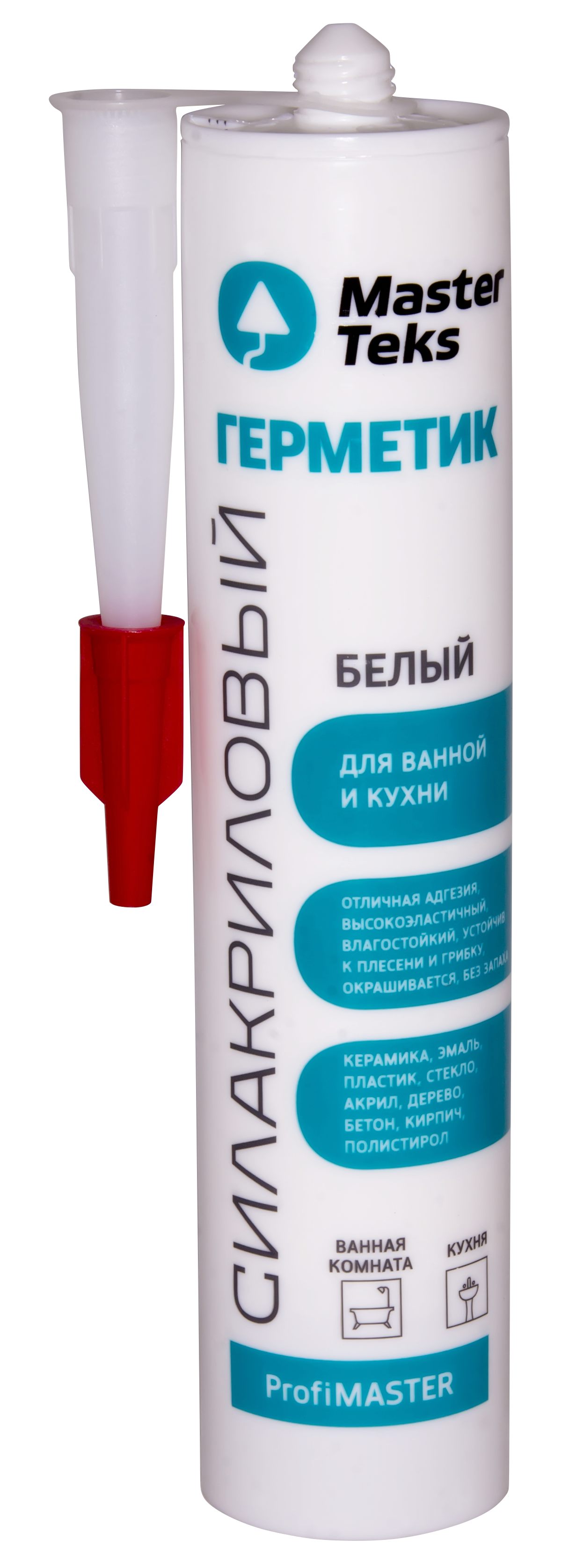 Изображение товара MasterTeks PM герметик силакриловый для ванной и кухни 290 мл белый