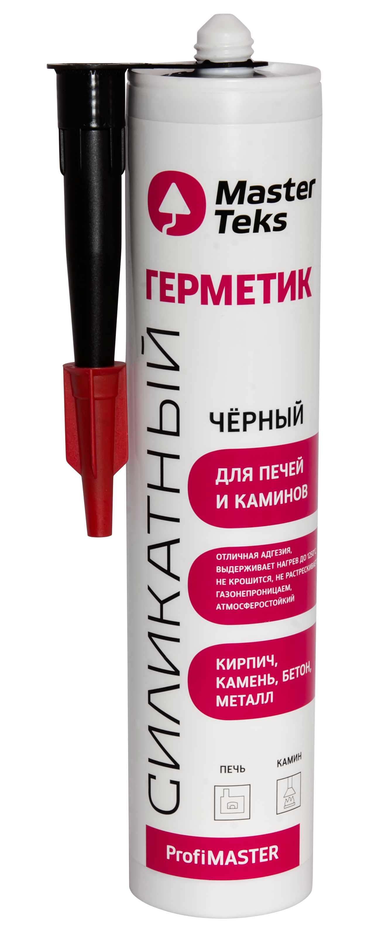 Изображение товара MasterTeks PM герметик силикатный для печей и каминов 260 мл черный