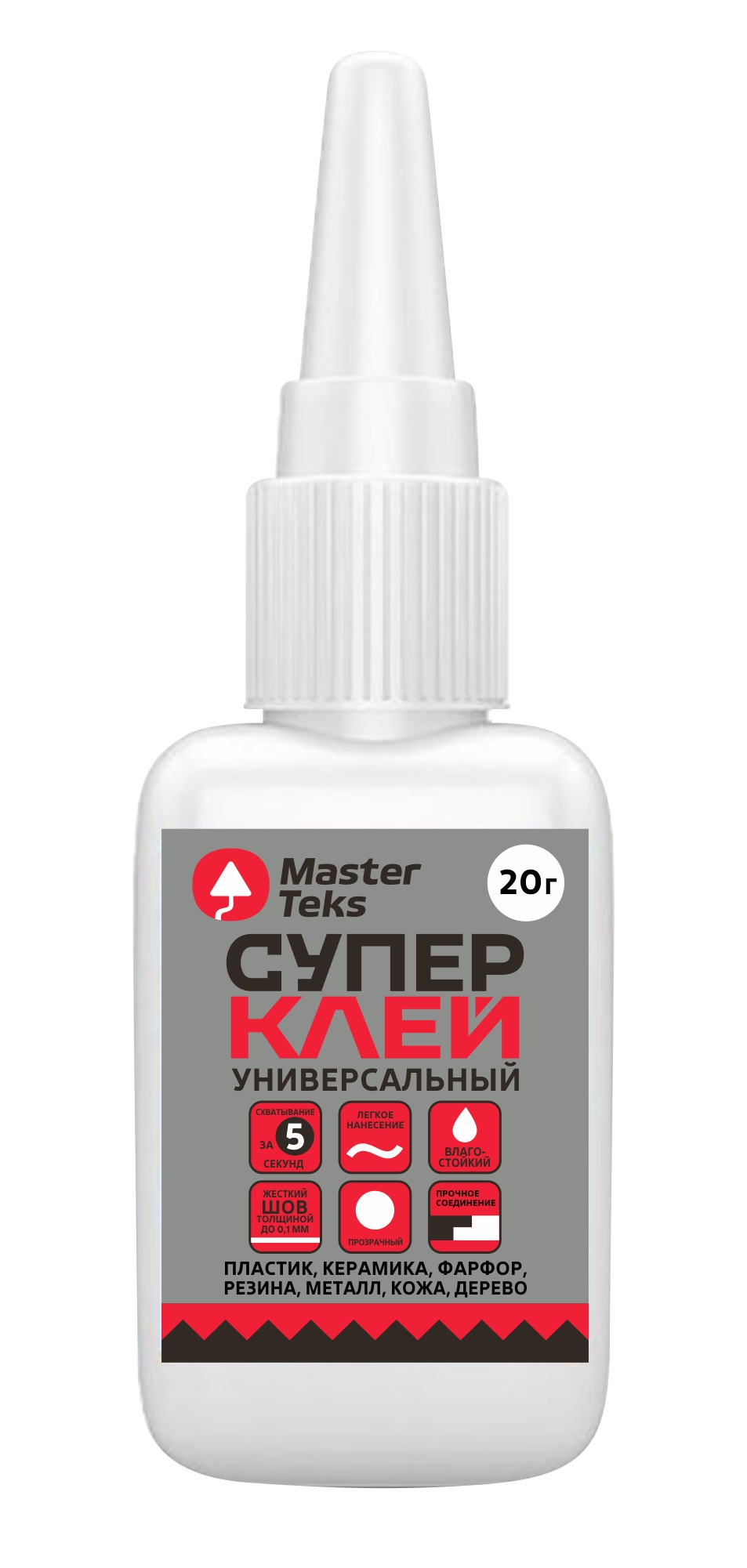 Изображение товара MasterTeks супер-клей цианоакрилатный универсальный 20 гр прозрачный