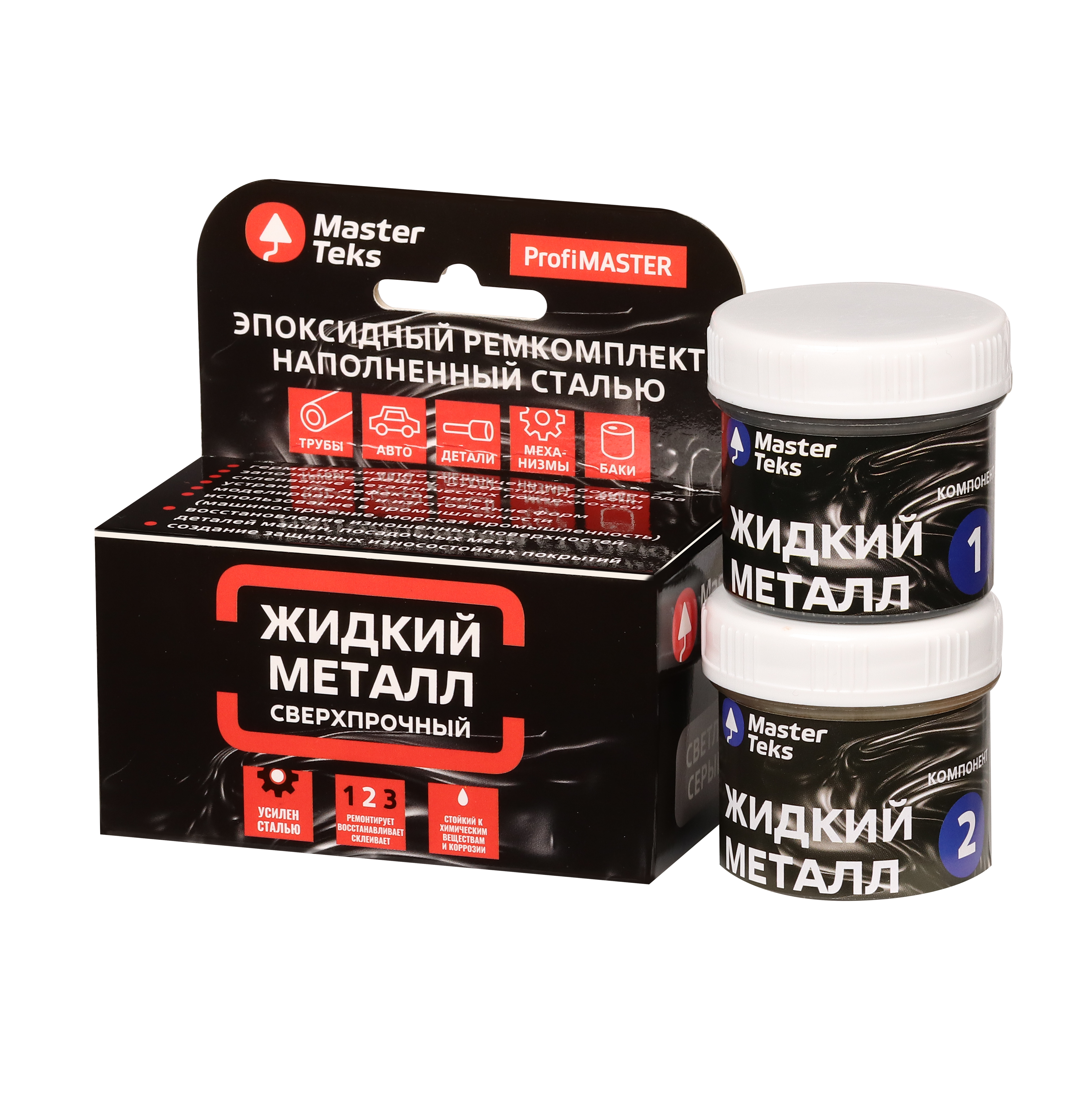 Изображение товара MasterTeks PM ремкомплект эпоксидный жидкий металл сверхпрочный 160 гр