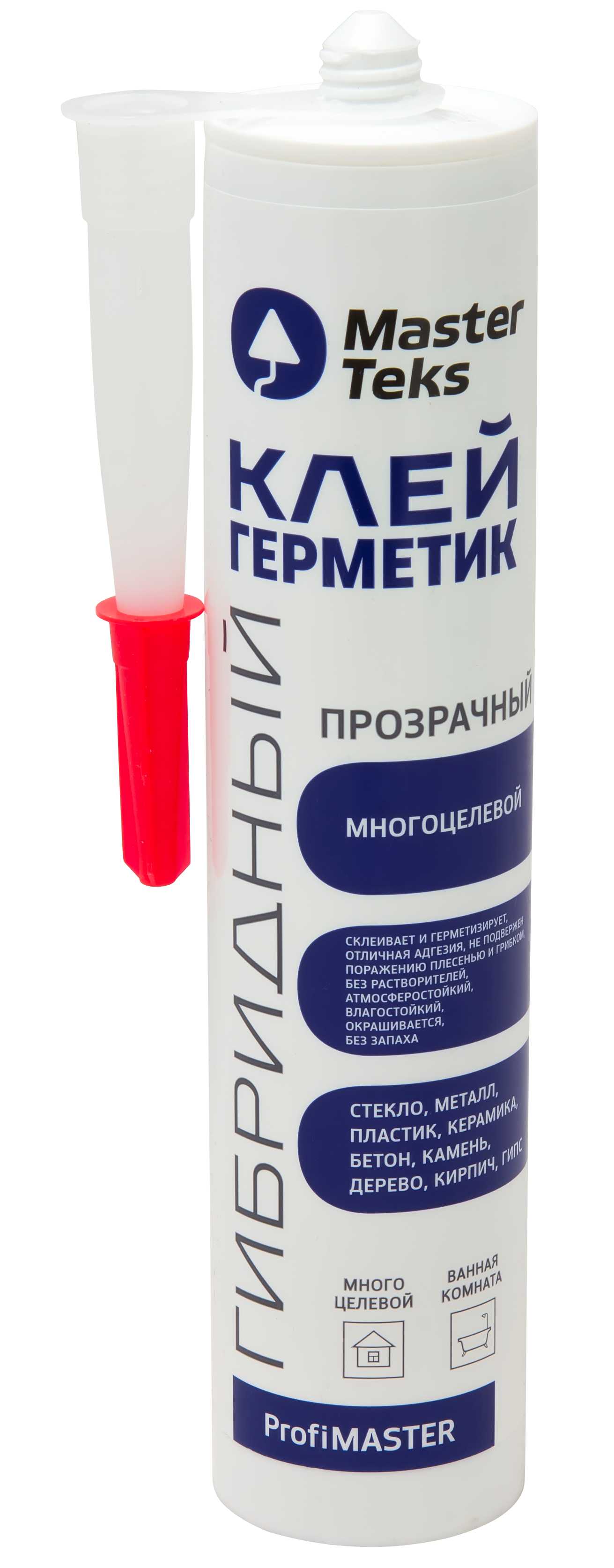 Изображение товара MasterTeks PM клей-герметик гибридный 290 мл прозрачный универсальный для влажных помещений
