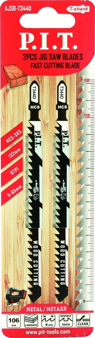 ПилкадлялобзикаподеревуP.I.T.T344D(быстрыйрез)110мм(AJSB-T344D)