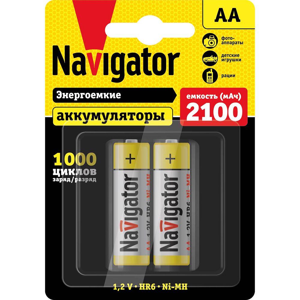 Изображение товара Аккумулятор Navigator AA 2100 мАч набор 2 шт надежное питание
