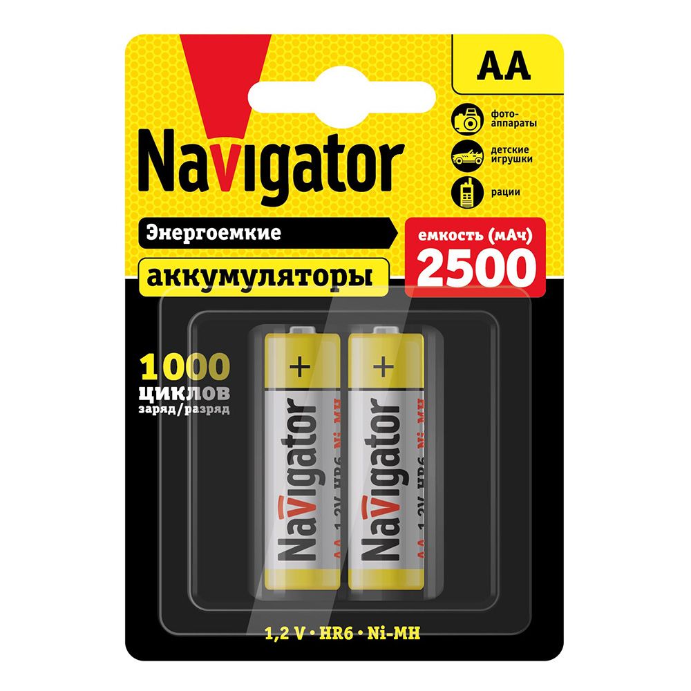 Изображение товара Аккумулятор Navigator AA 2500 мАч комплект 2 шт белый