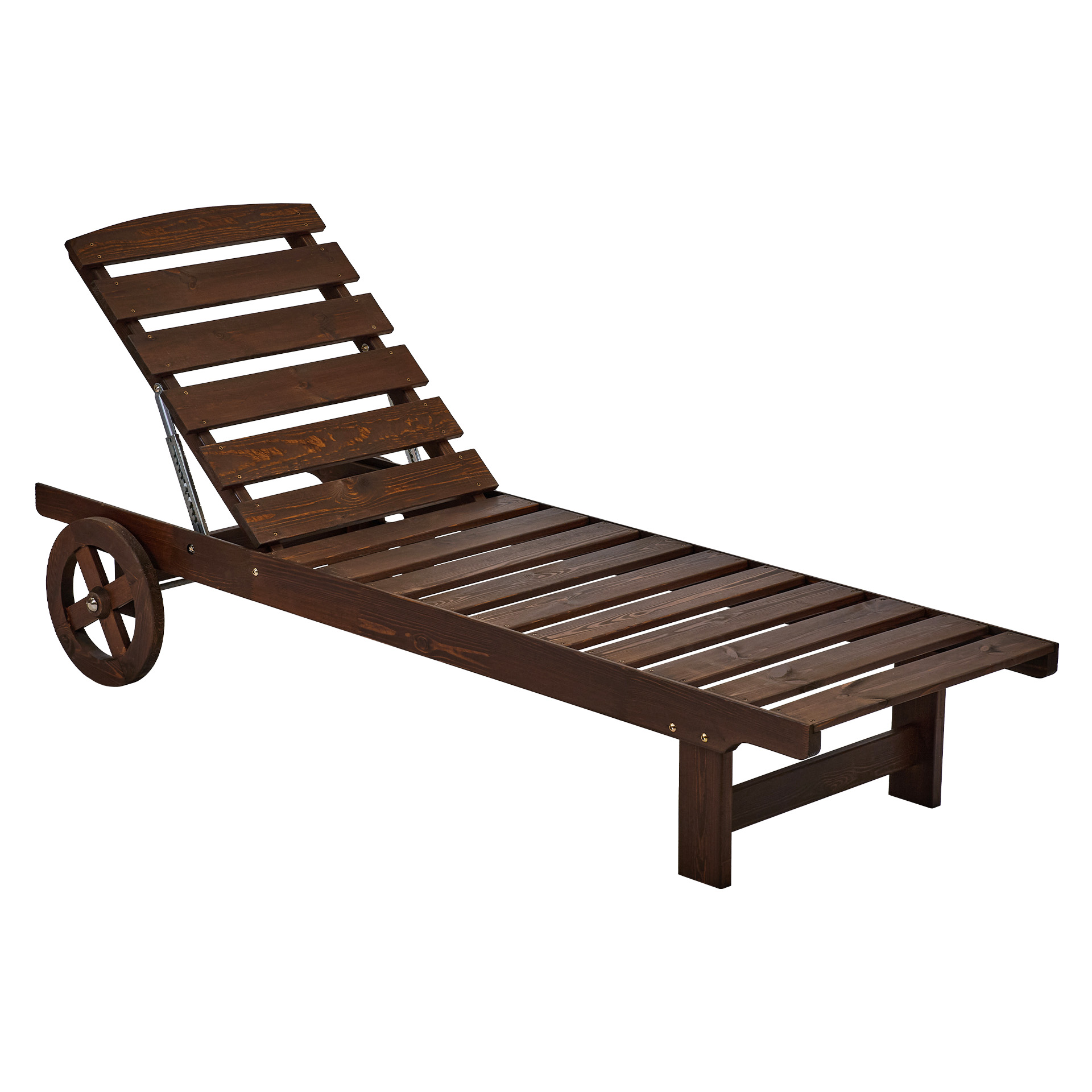 Изображение товара Деревянный садовый шезлонг Interlink коричневый с 10 положениями спинки