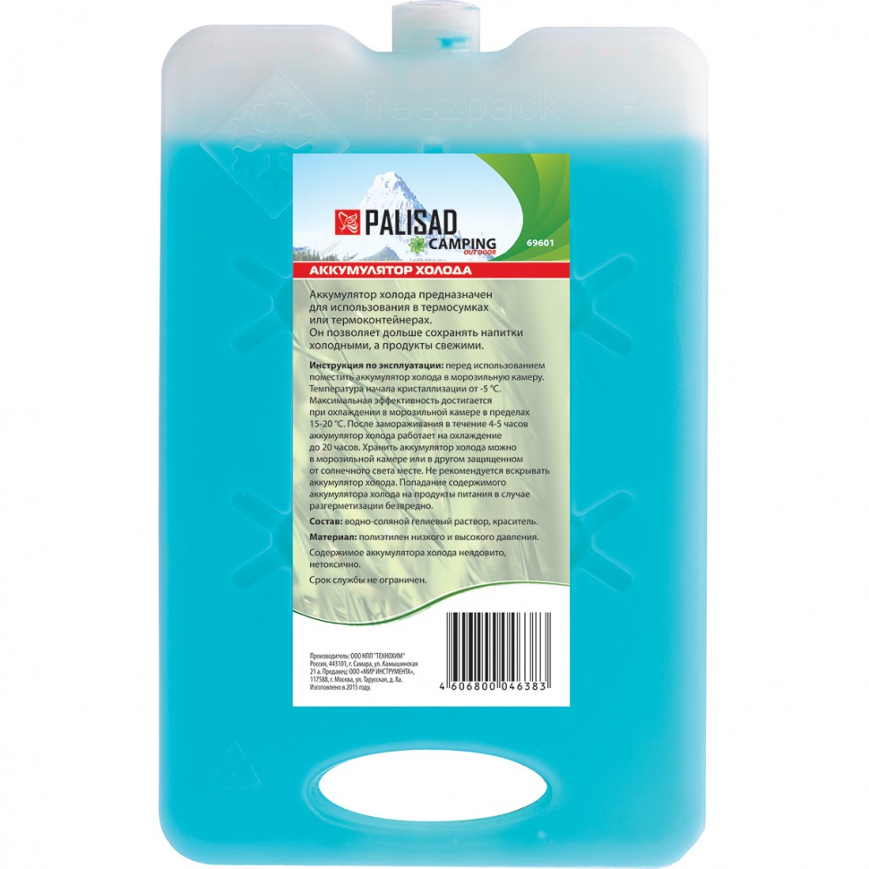 Изображение товара Аккумулятор холода Palisad бесцветный 300х180мм вес 0.4 кг для длительного охлаждения