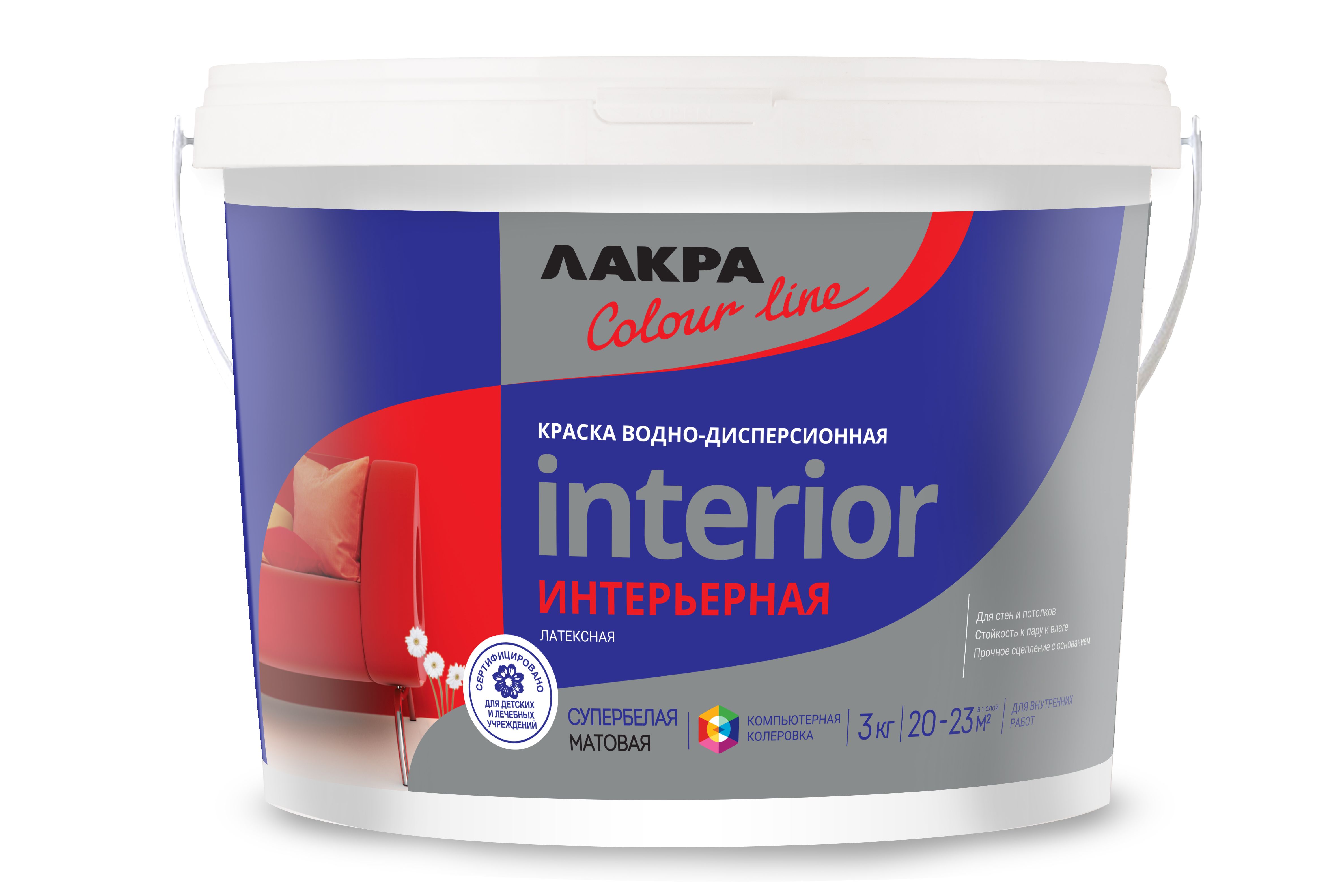Изображение товара Краска Лакра ColorLine интерьерная латексная база А 3кг