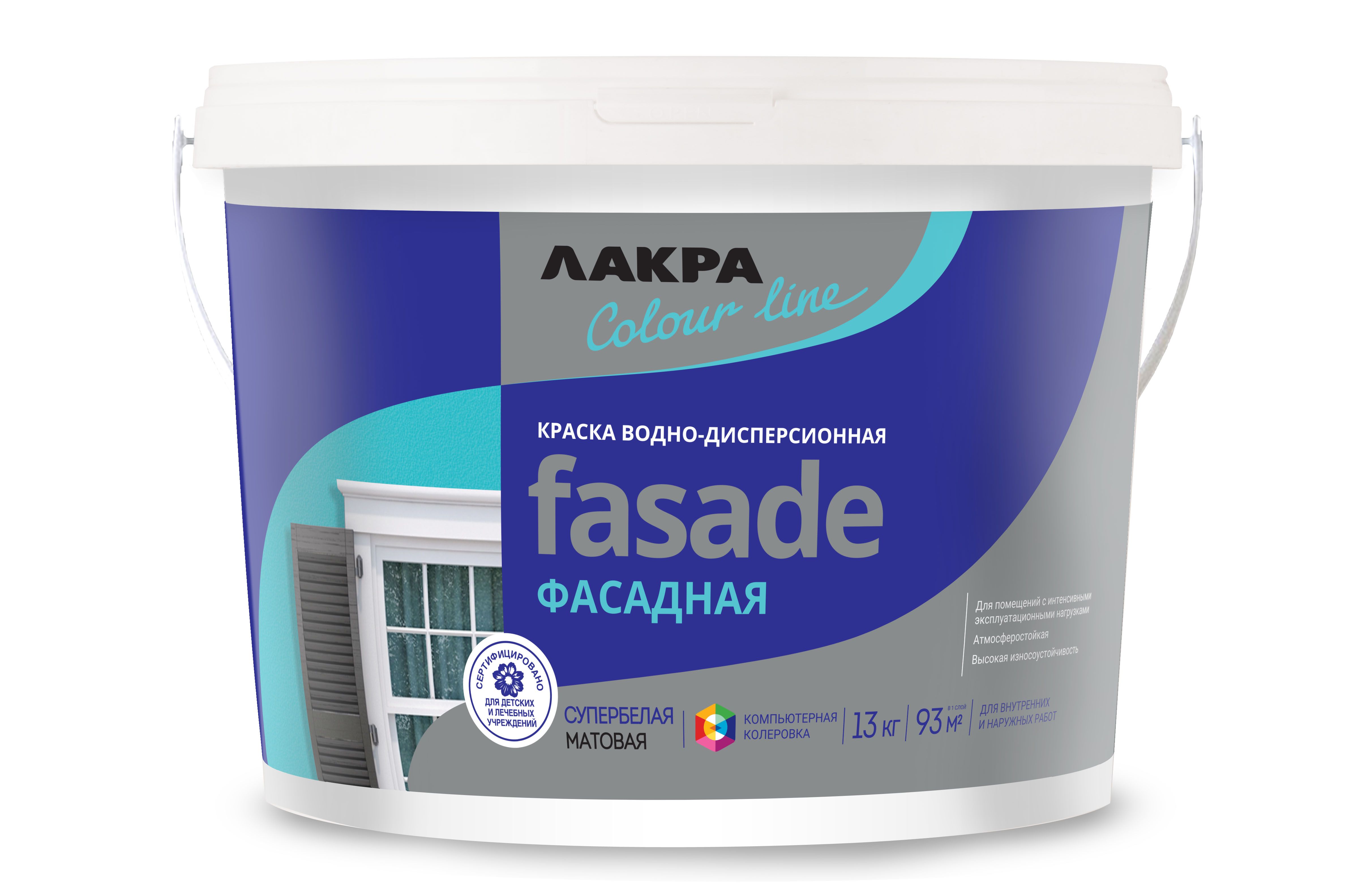 Изображение товара Фасадная краска Лакра ColorLine база С, водная, 13 кг