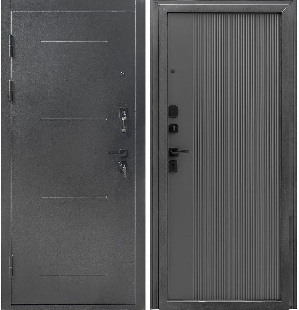 Изображение товара Металлическая дверь Форпост Монблан графит 860х2050 левая, усиленная, с двойным замком