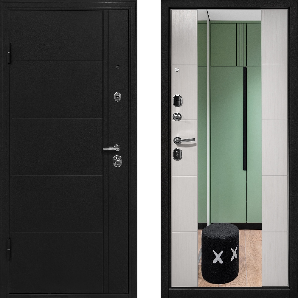 Изображение товара Дверь металлическая Форпост Эверест зеркало беленый дуб 86х205 см левая