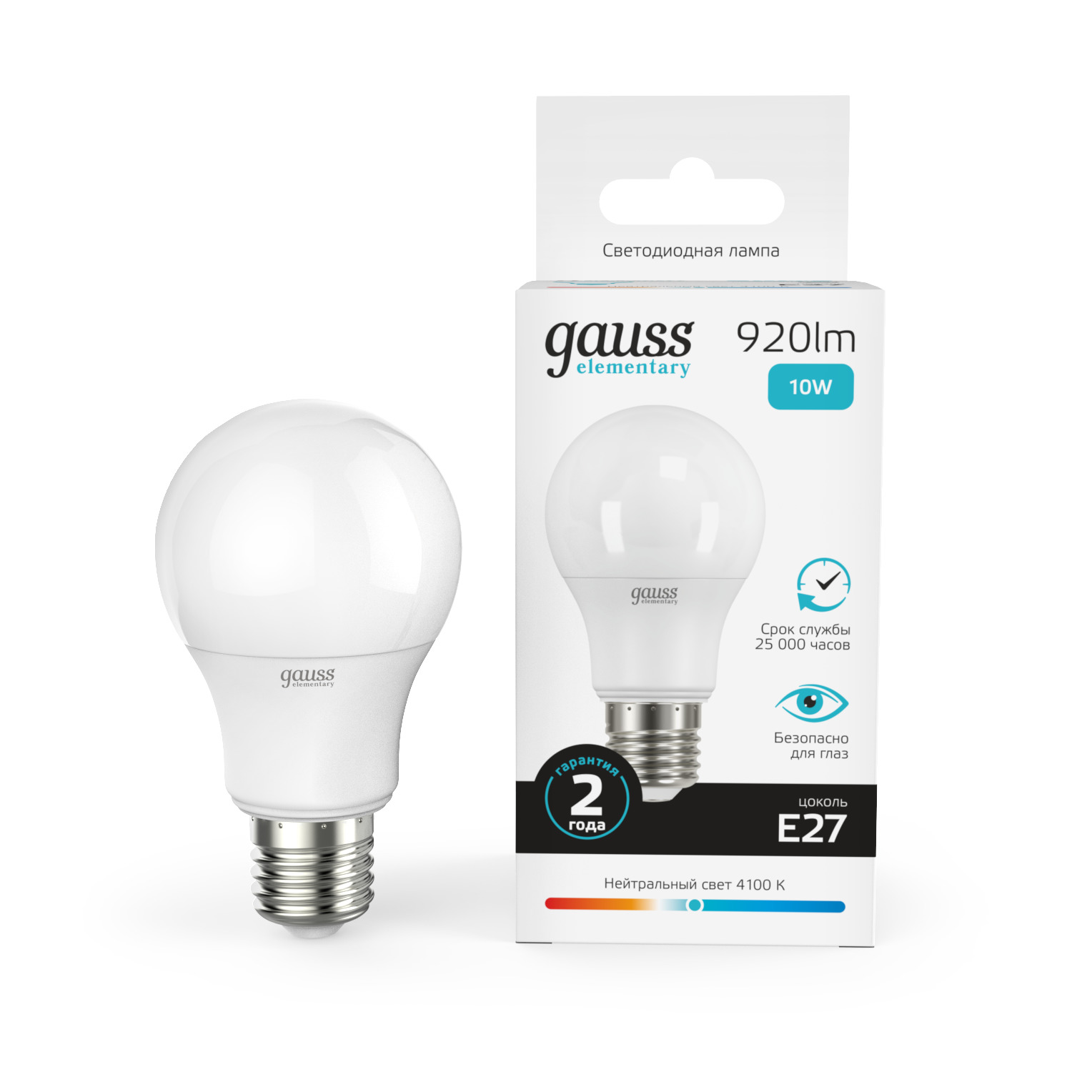 Изображение товара Лампа Gauss Elementary A60 10W 920lm 4100K Е27 LED