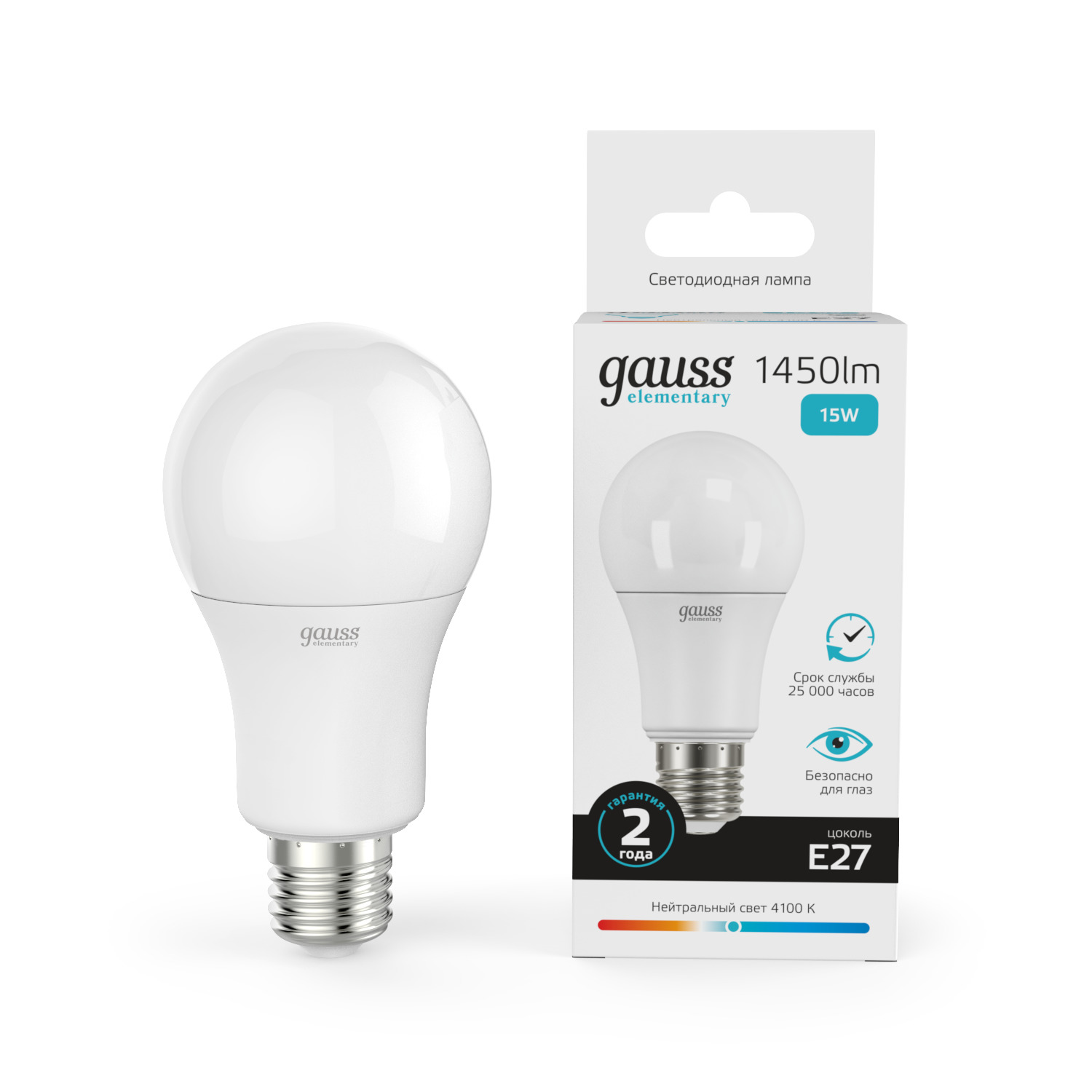 Изображение товара Лампа Gauss Elementary A60 15W 1450lm 4100K E27 LED