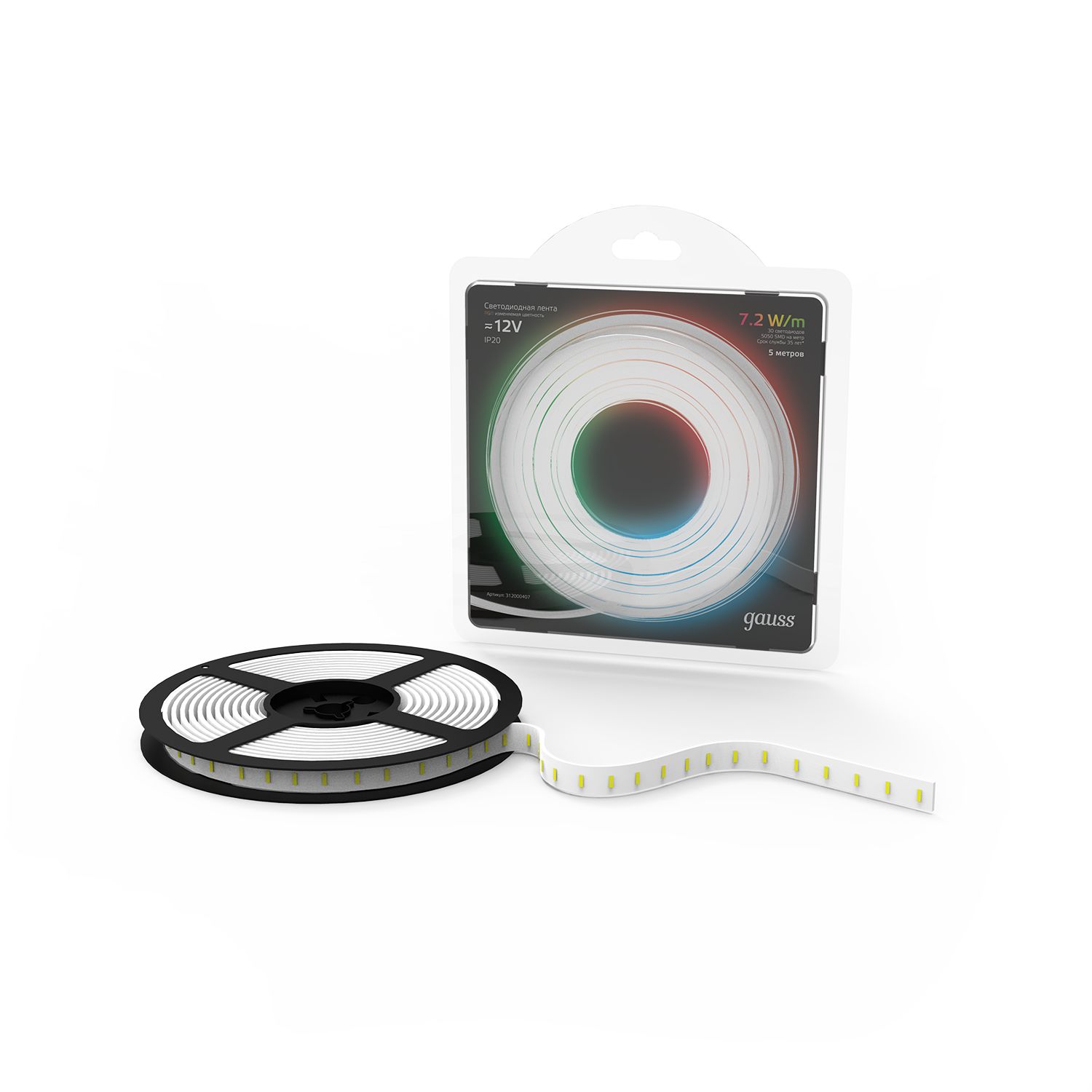 Изображение товара Светодиодная RGB-лента Gauss 5050/30-SMD 5м 12V с регулировкой яркости