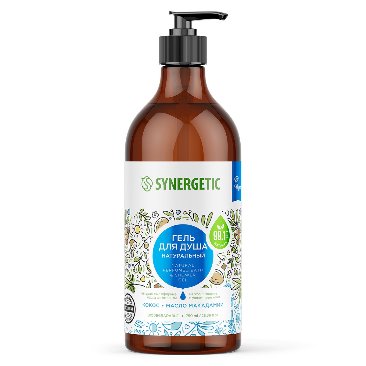 Изображение товара Гель для душа synergetic кокос и масло макадамии 750 мл
