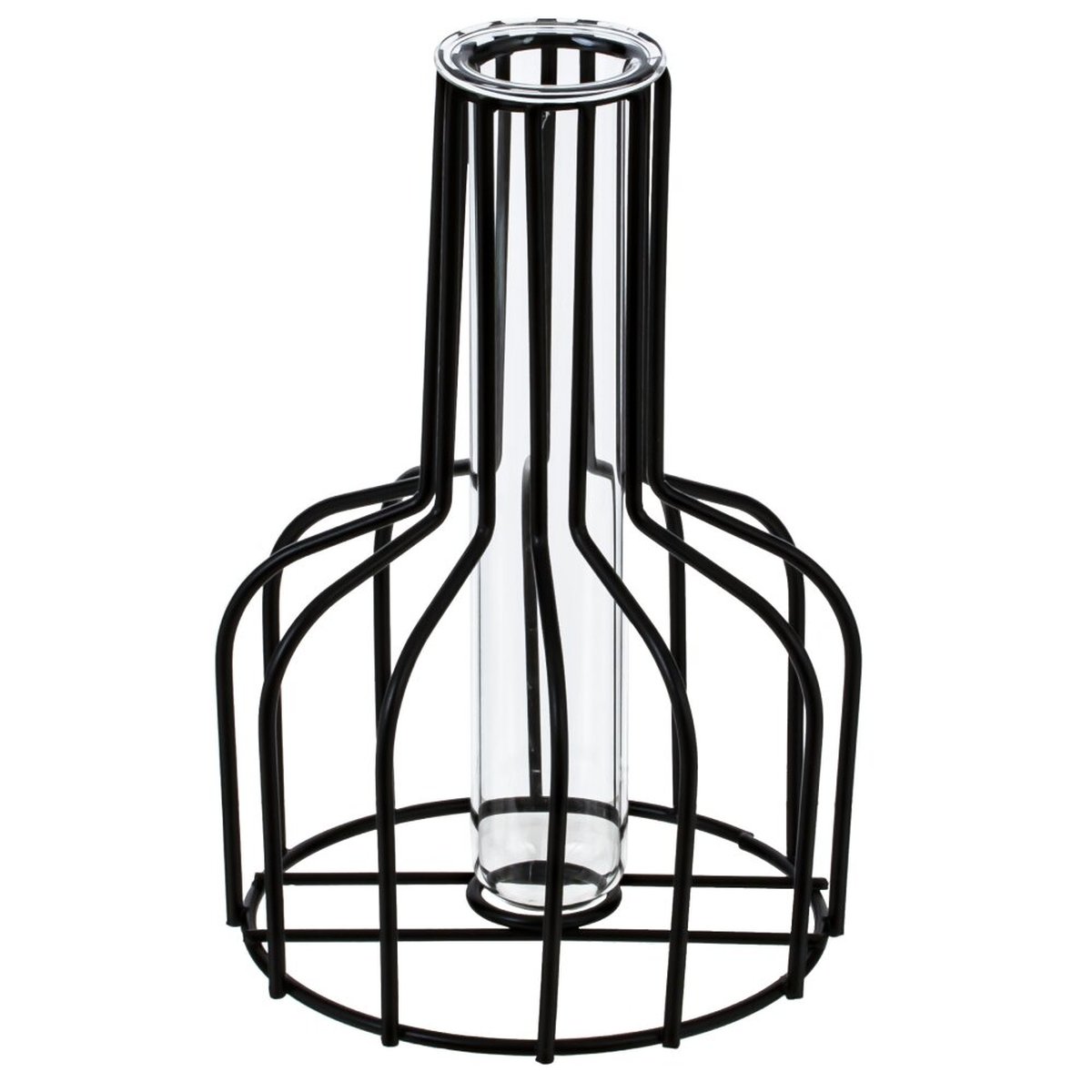 Изображение товара Металлическая ваза с стеклянной колбой для интерьера, черная, 19,5 см