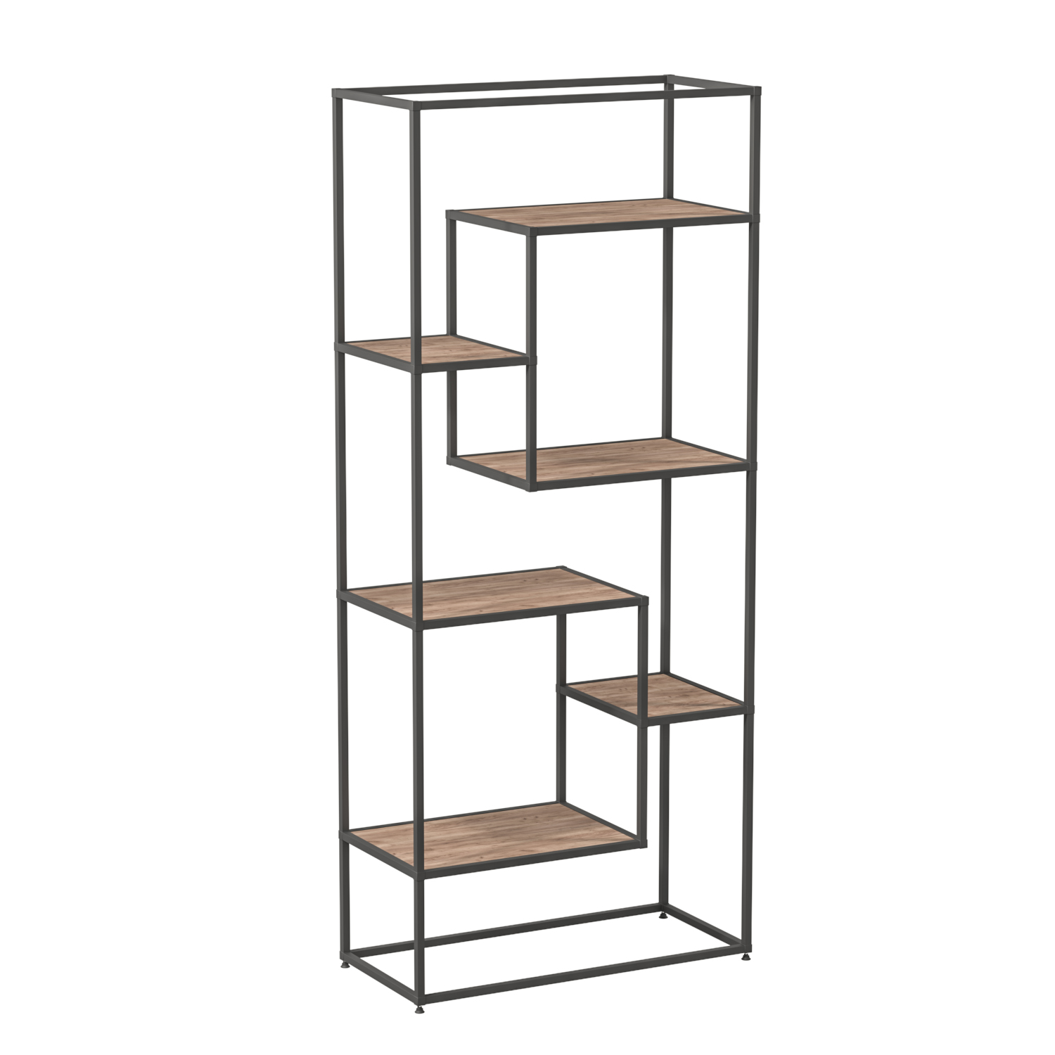 Изображение товара Стеллаж книжный черный муар из ЛДСП, 6 полок, универсальный дизайн