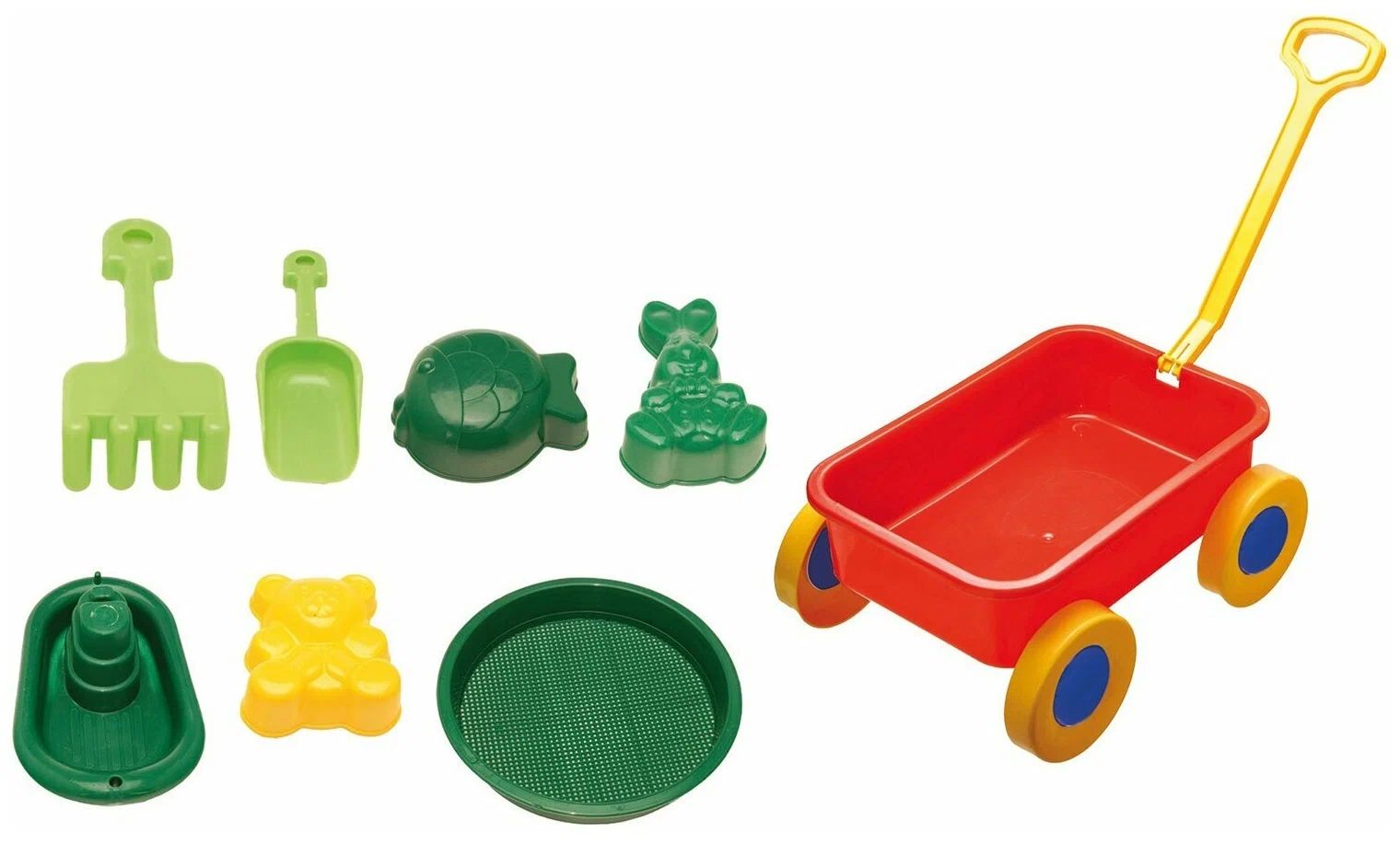 Изображение товара Детская пластиковая тележка "Стар" с песочным набором для развития мотики