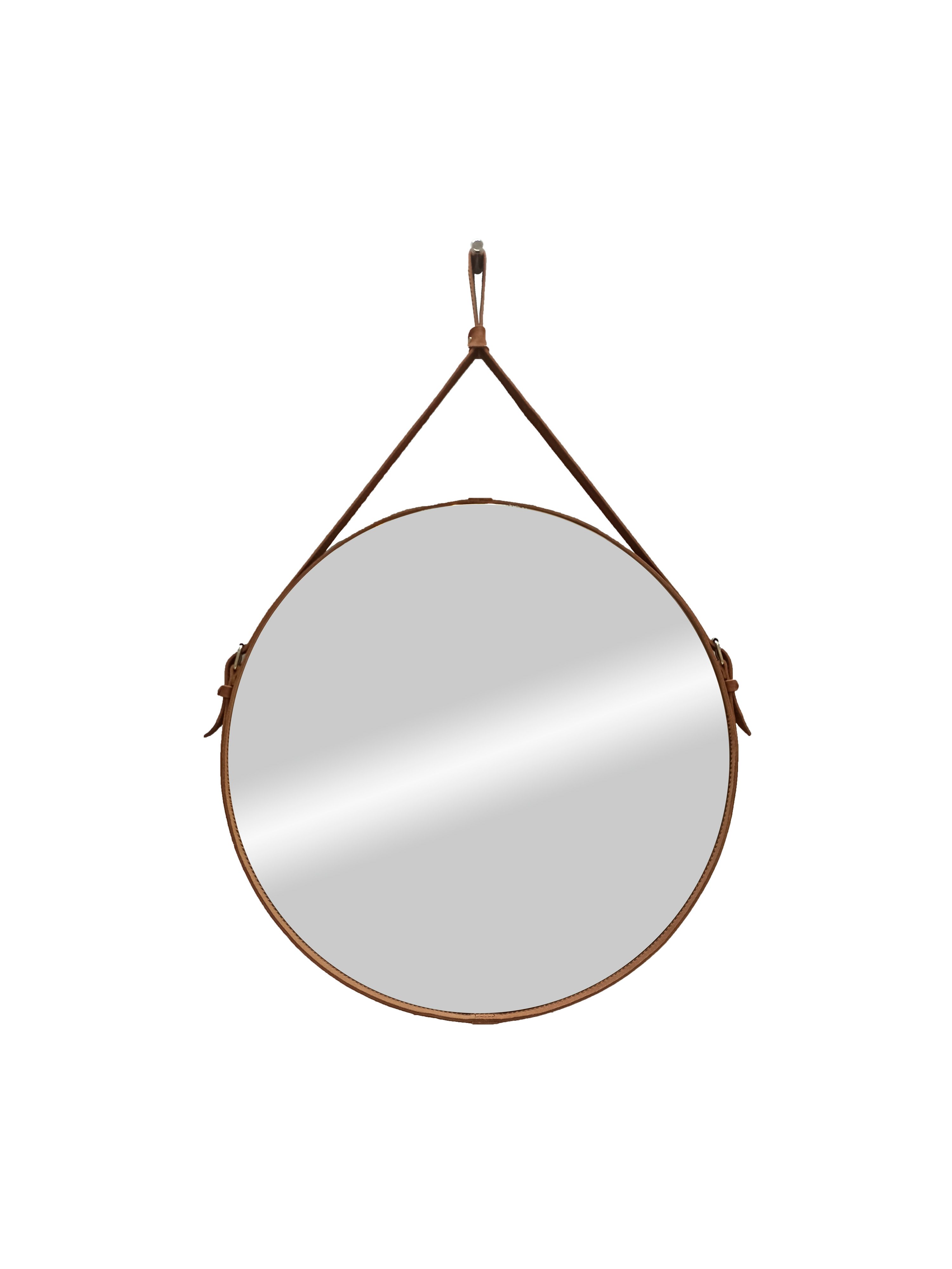 Изображение товара Зеркало "Колин" D 650 на ремне из натуральной кожи коричневого цвета