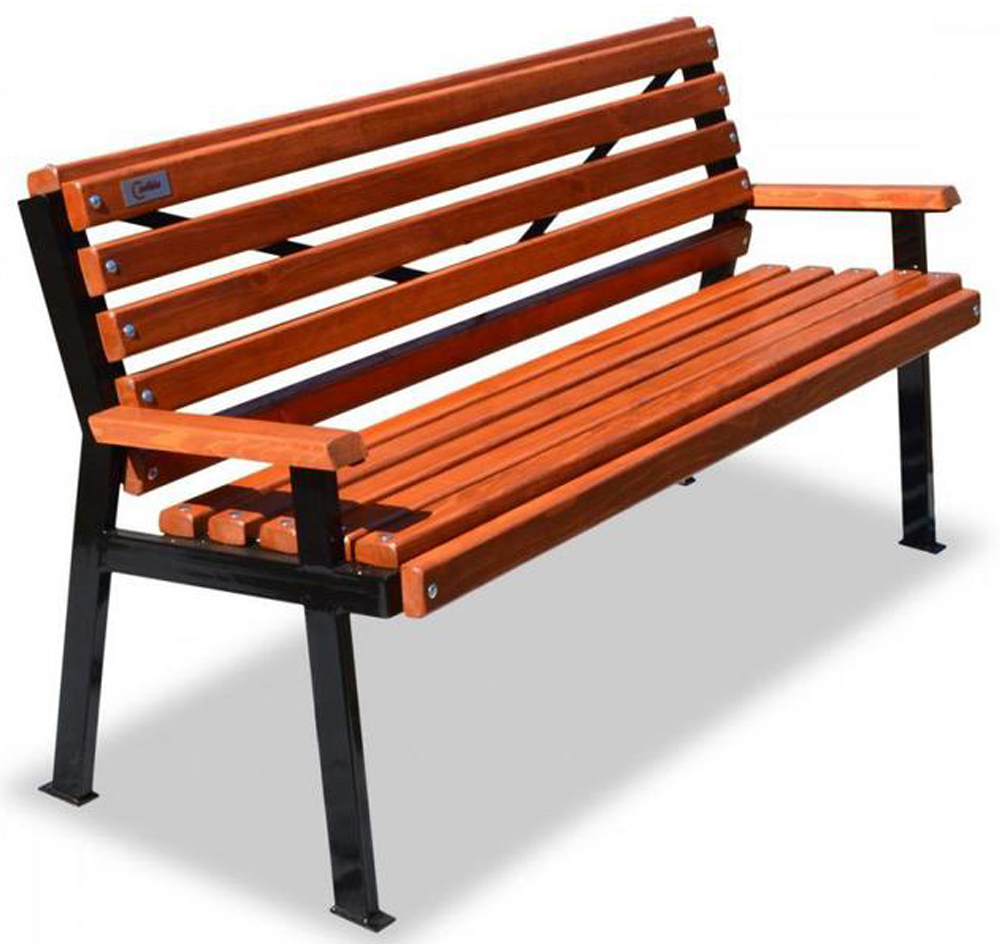 Изображение товара Садовая скамейка Хоббика из стали и дерева 150 см коричневая