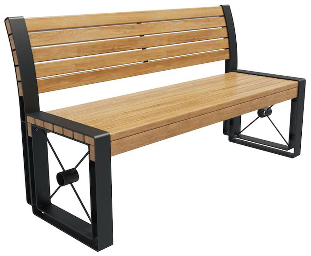 Изображение товара Садовая скамейка Хоббика стальная 150х52x84 см коричневая с деревянным сиденьем