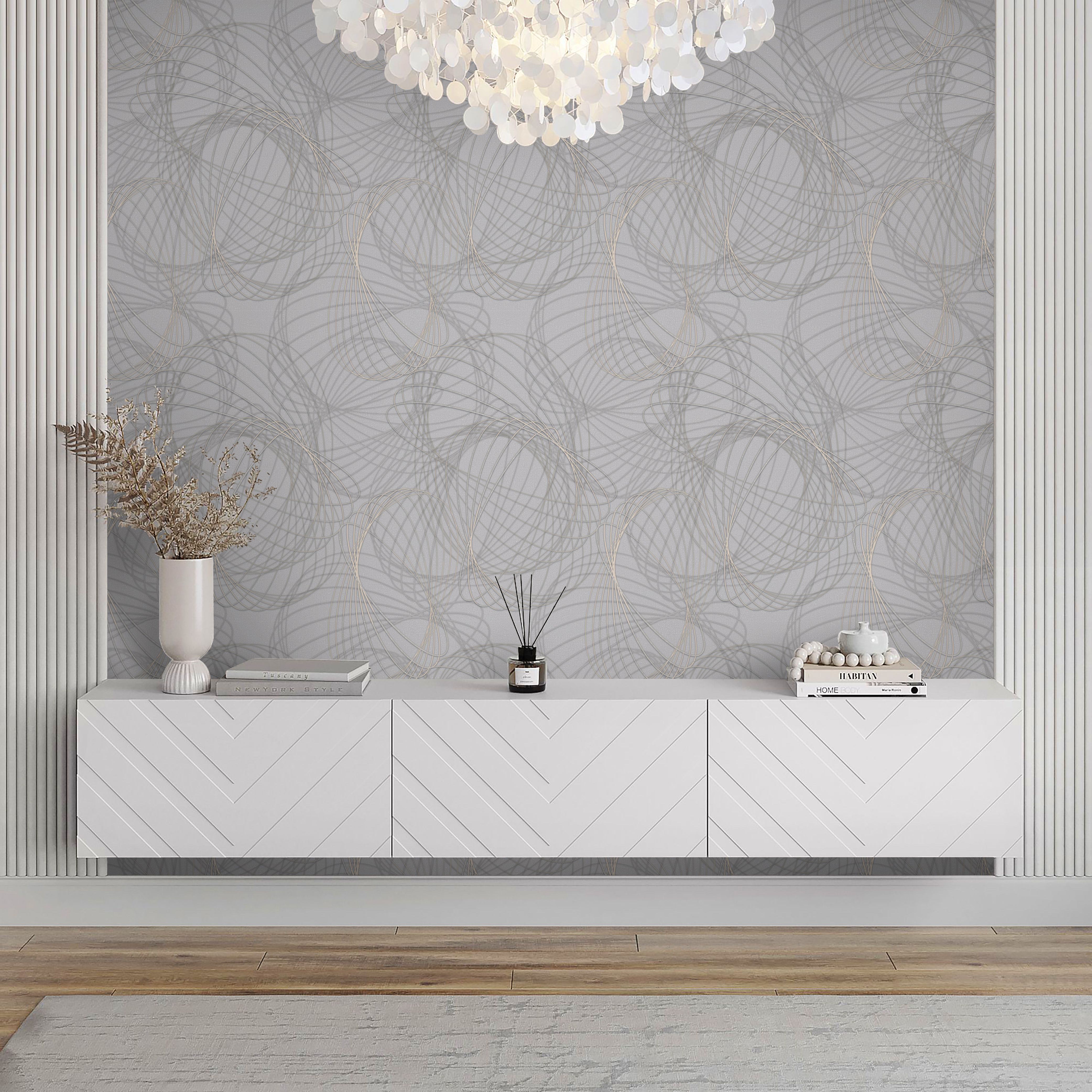 Изображение товара Обои винил горячего тиснения Тесла серый 1,06х10м, стильные и объемные для современного интерьера