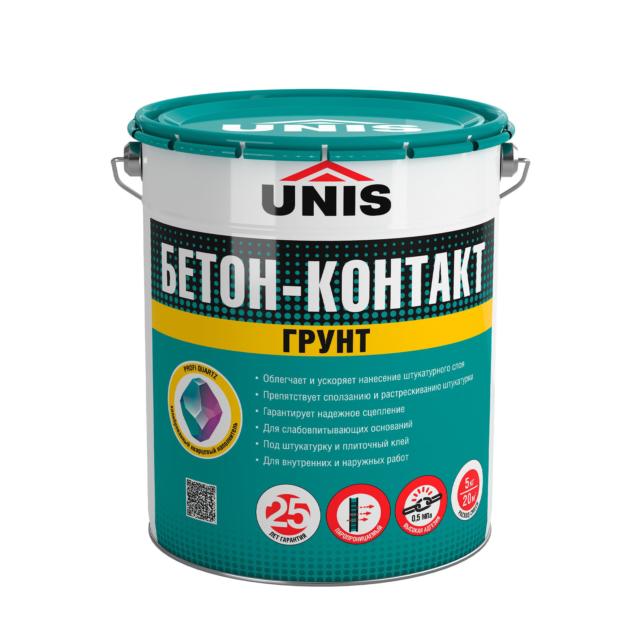 Изображение товара Грунтовка бетоноконтакт готовая UNIS 5 л, розовая для внутренних и наружных работ