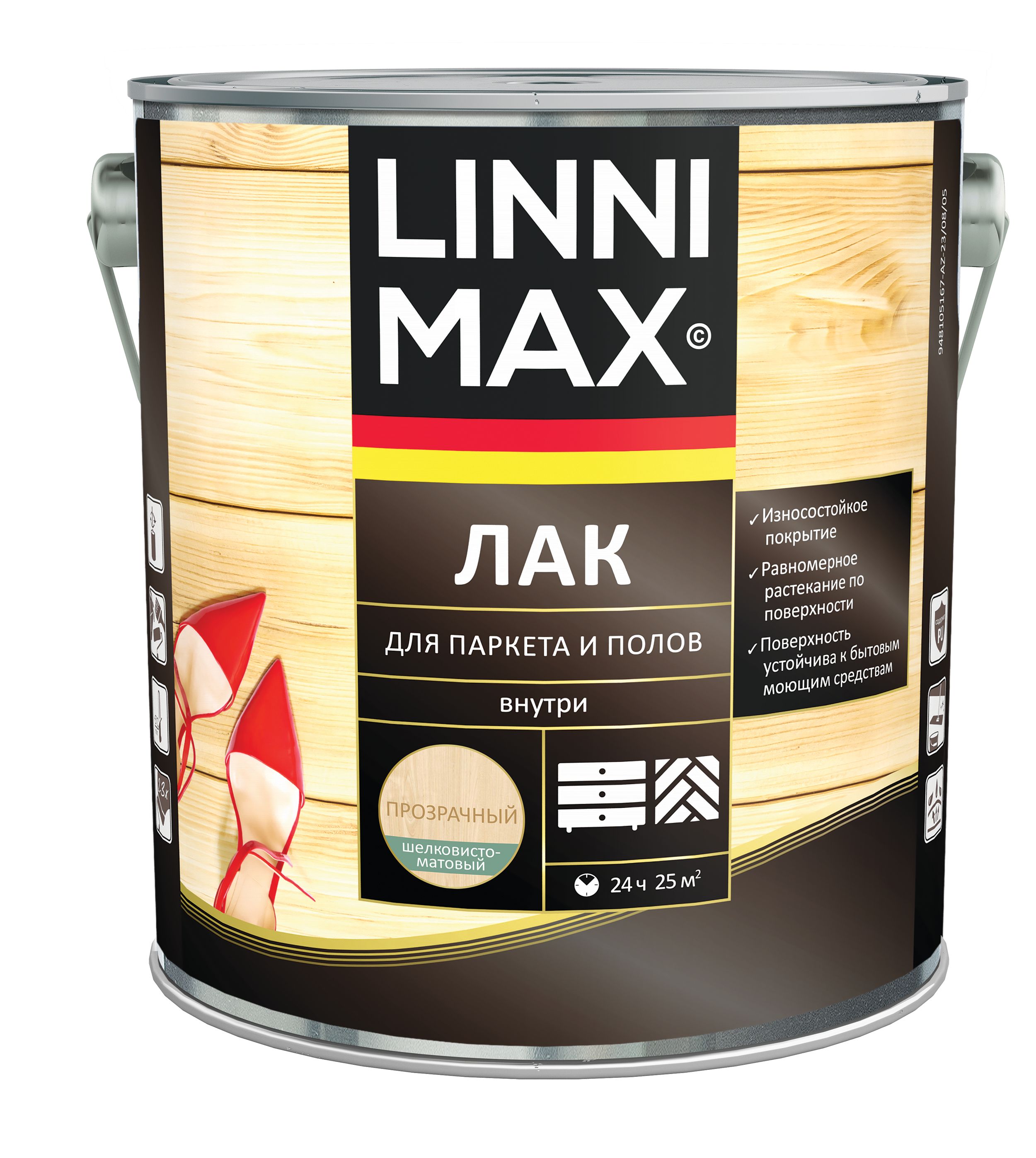 Изображение товара Лак алкидно-уретановый LINNIMAX Лак для паркета и полов шелковисто-матовый 2,5 л
